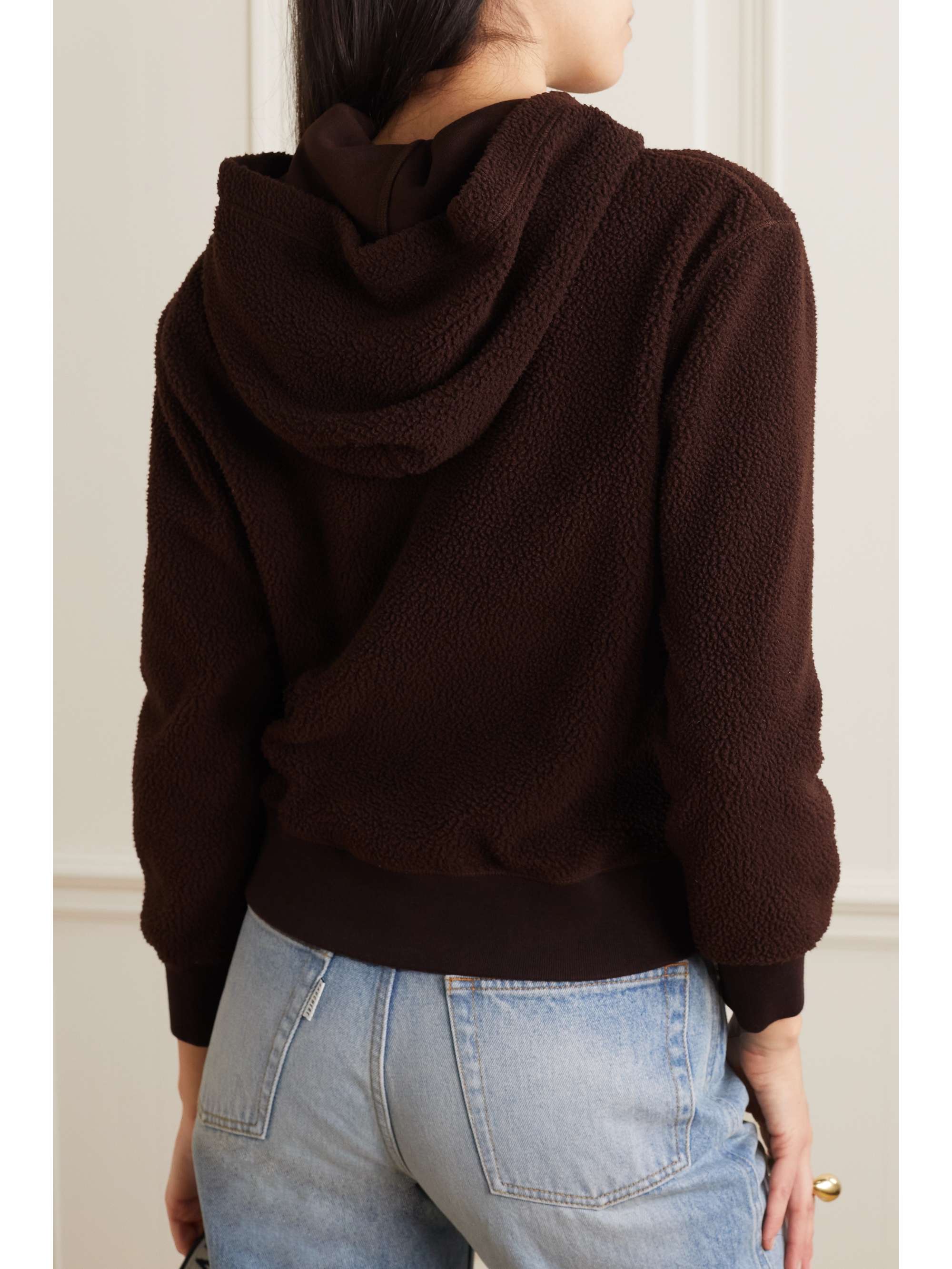 SPORTY & RICH Verkürzter Hoodie aus Fleece mit Applikation