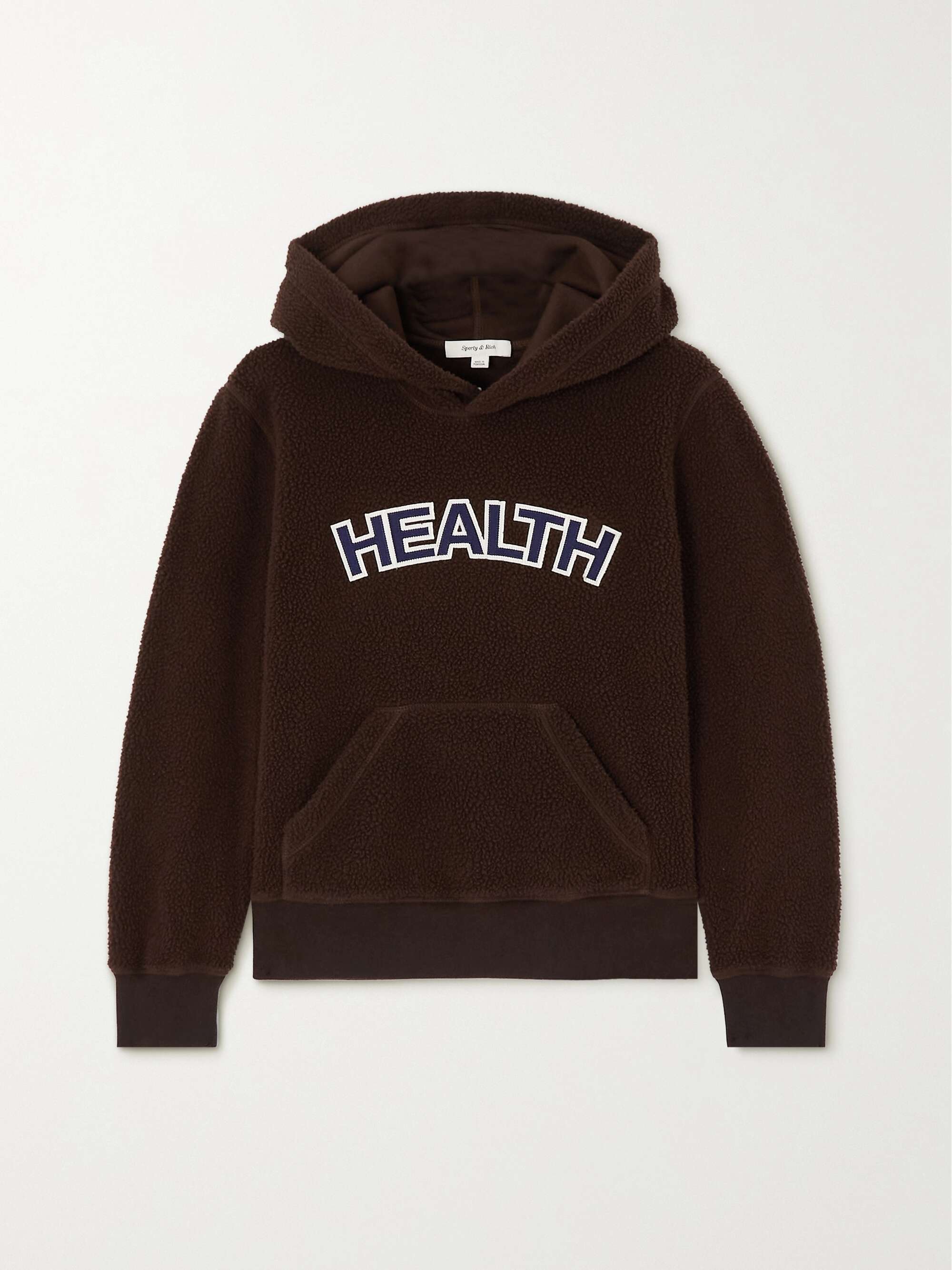 Cropped appliquéd fleece hoodie