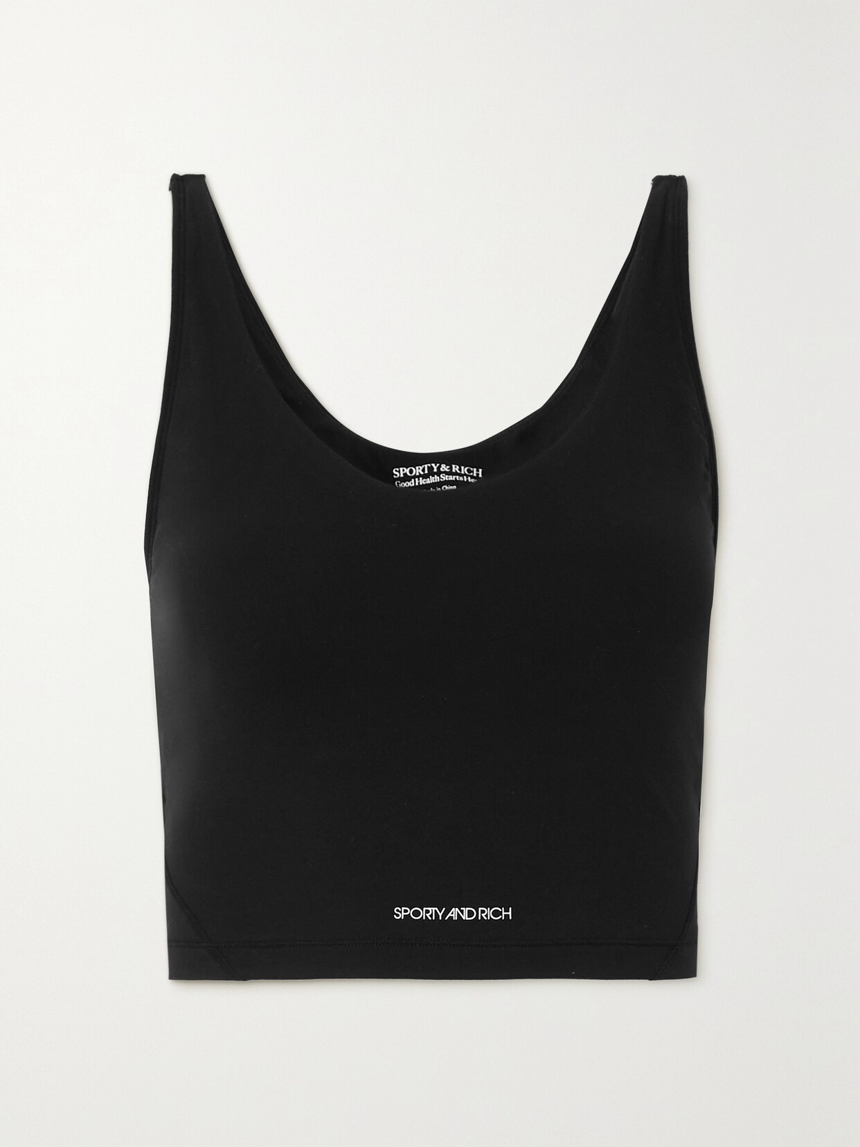 Sporty & Rich - Cropped Printed Stretch Tank - Black