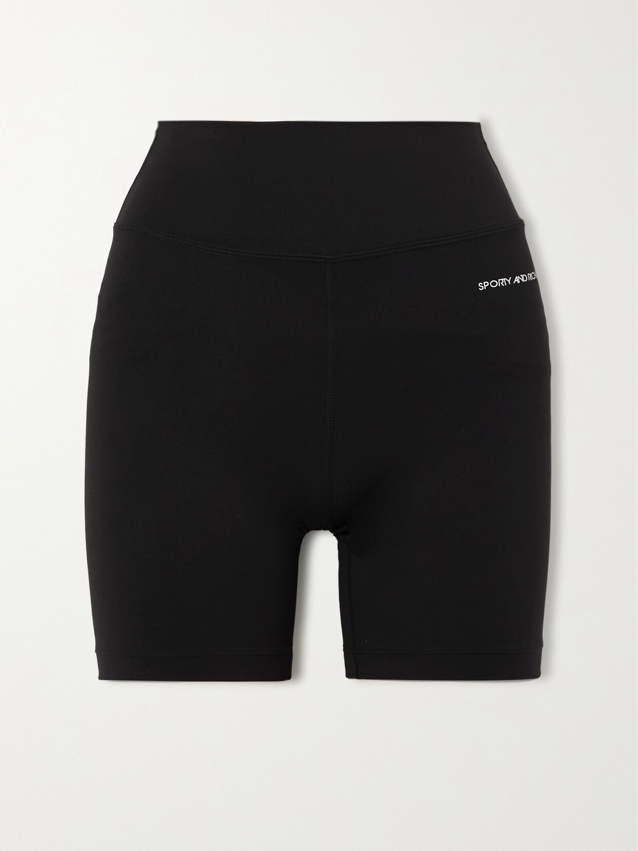 Sporty & Rich - Printed Stretch-jersey Cycling Shorts - Black