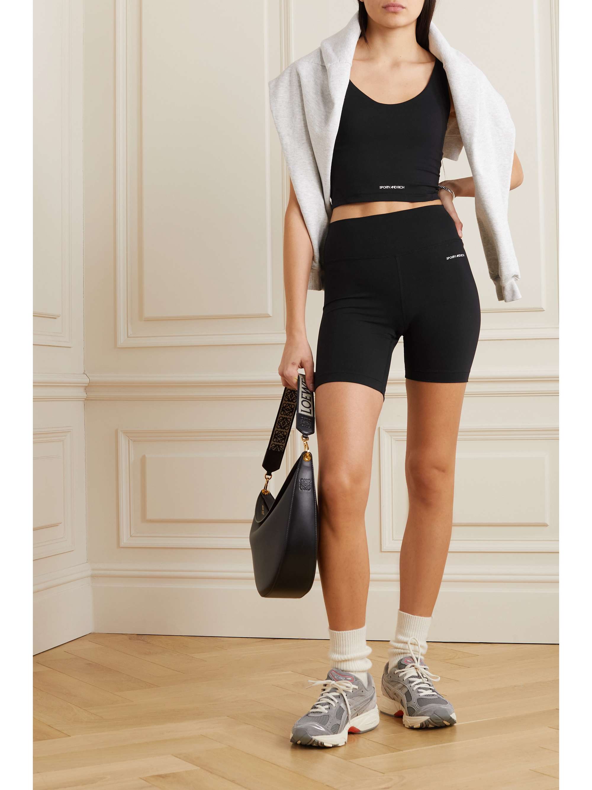 SPORTY & RICH Printed stretch-jersey cycling shorts