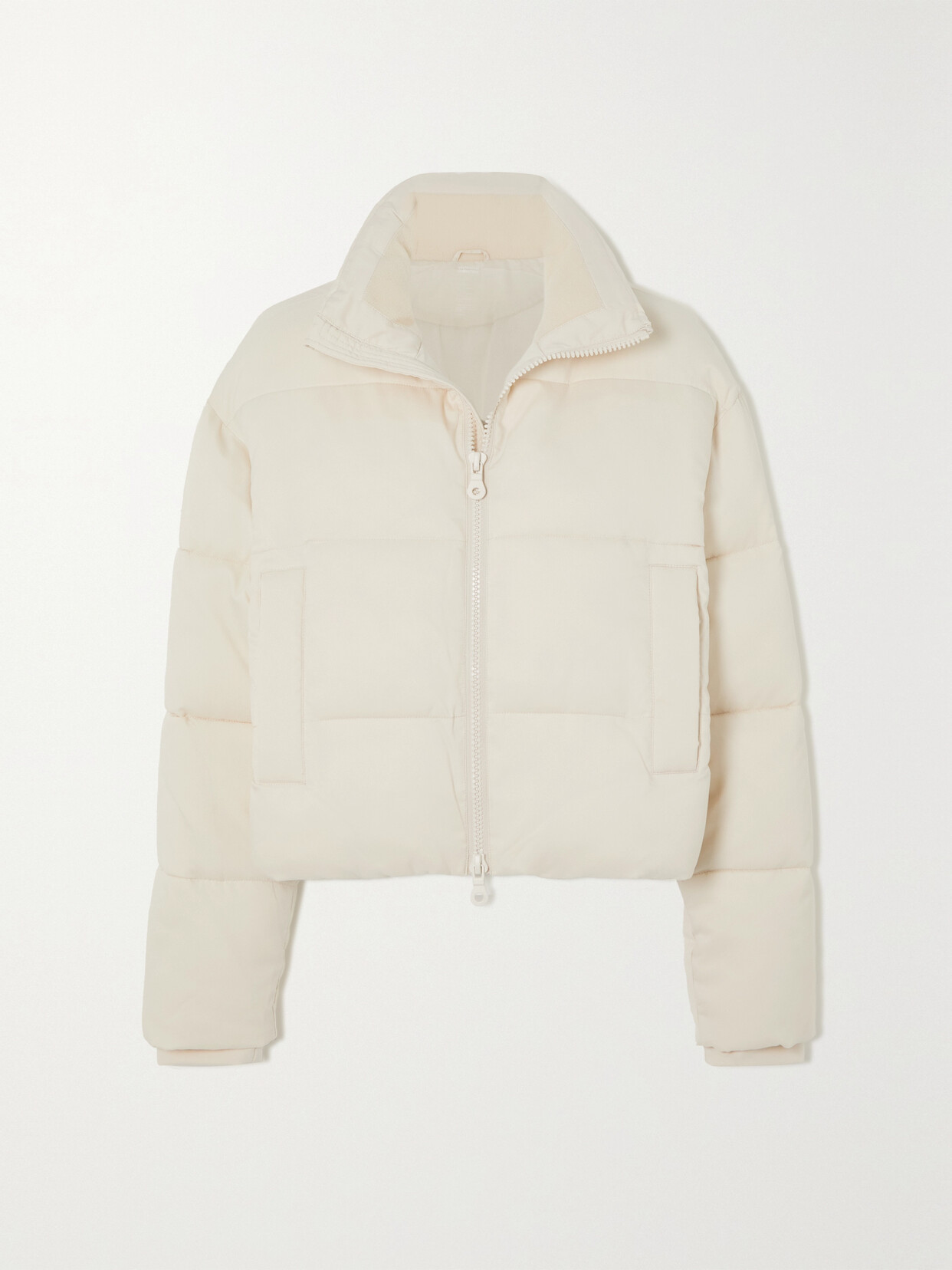 Girlfriend Collective Snow Cropped Recycled Puffer In Ivory