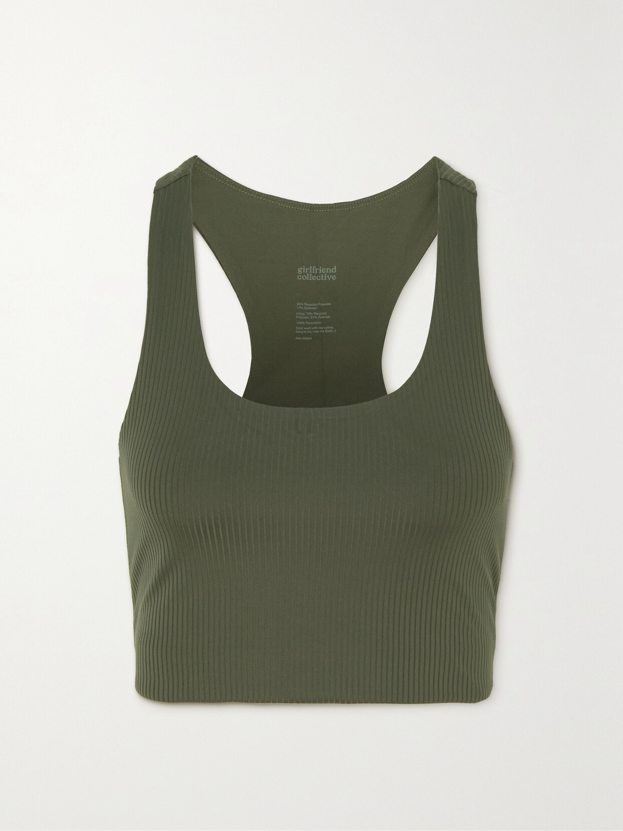 Girlfriend Collective - + Net Sustain Paloma Ribbed Stretch Recycled Sports Bra - Green