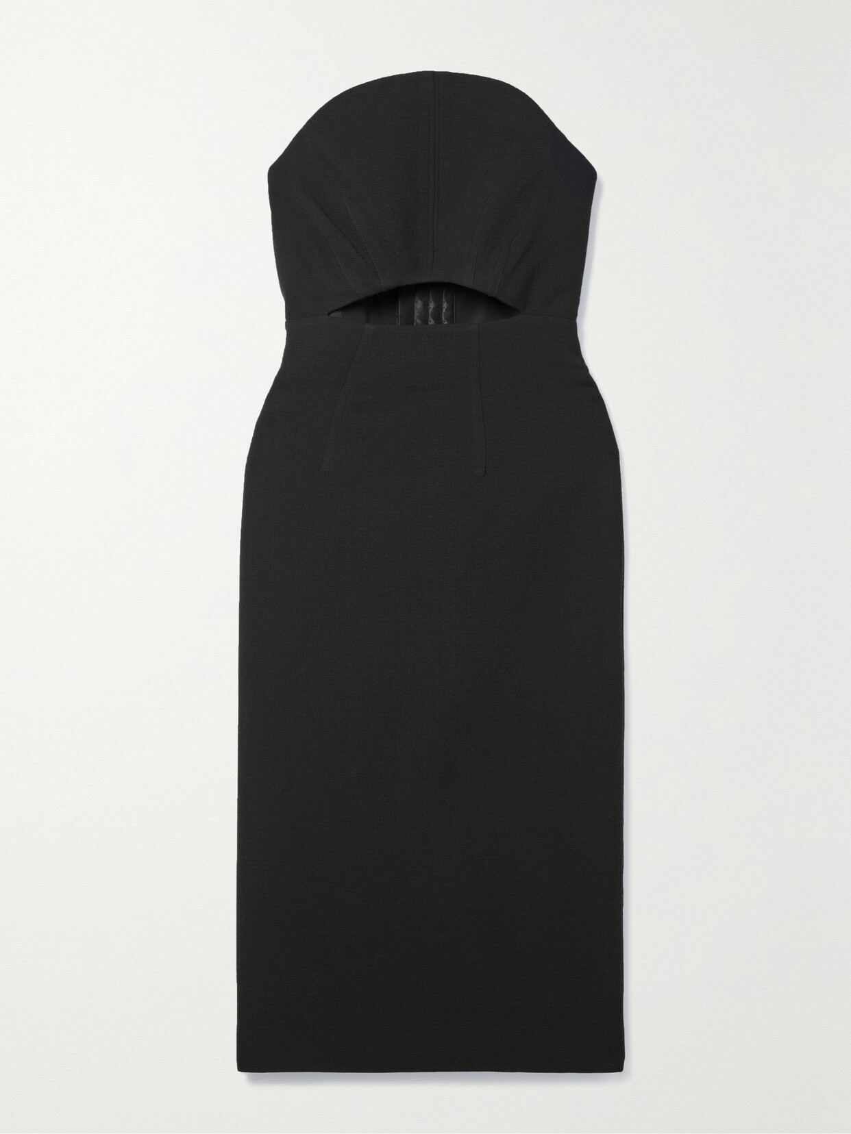 Roland Mouret - Strapless Cutout Wool-crepe Midi Dress - Black