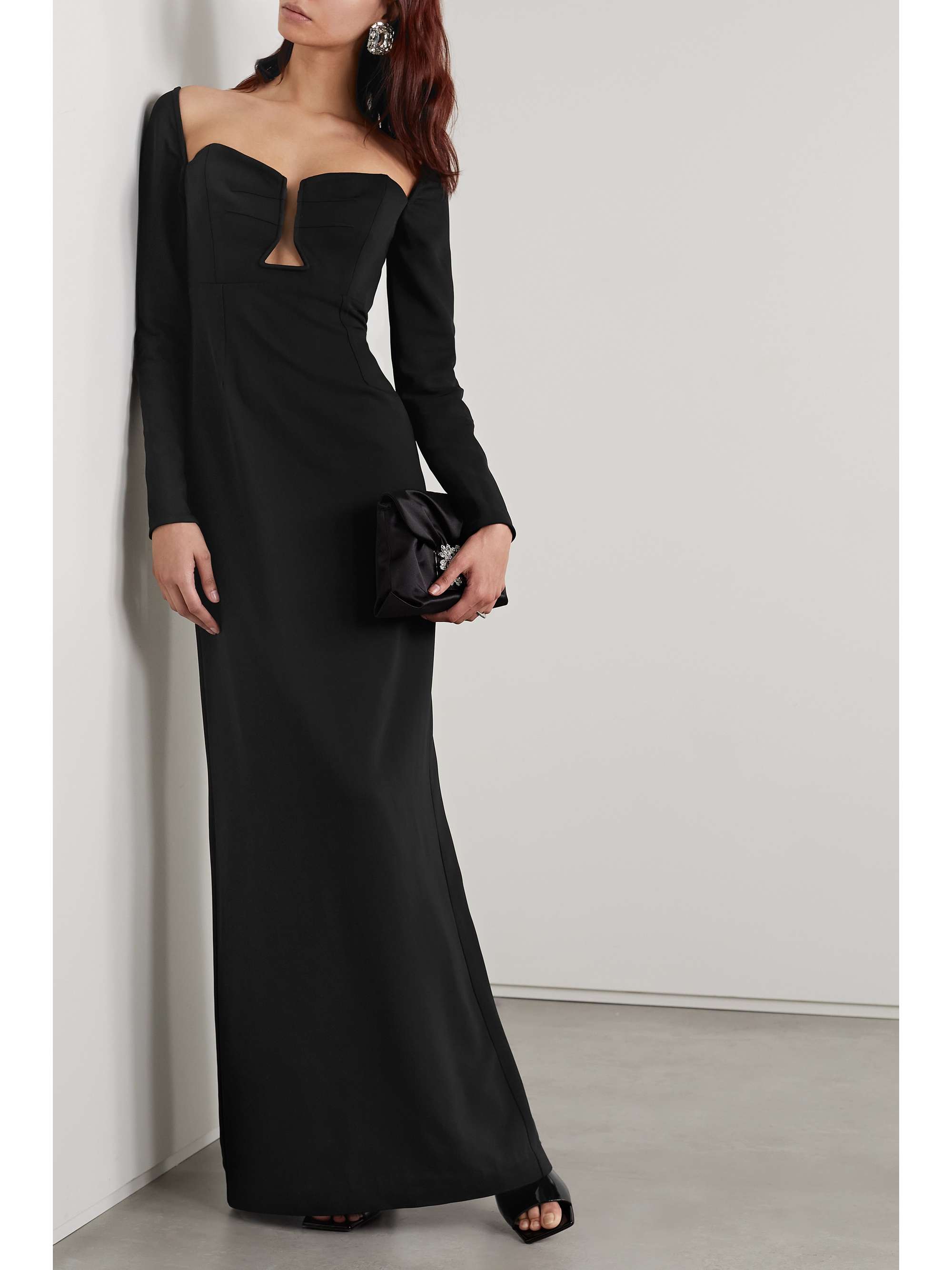 ROLAND MOURET 컷아웃 우븐 맥시 드레스