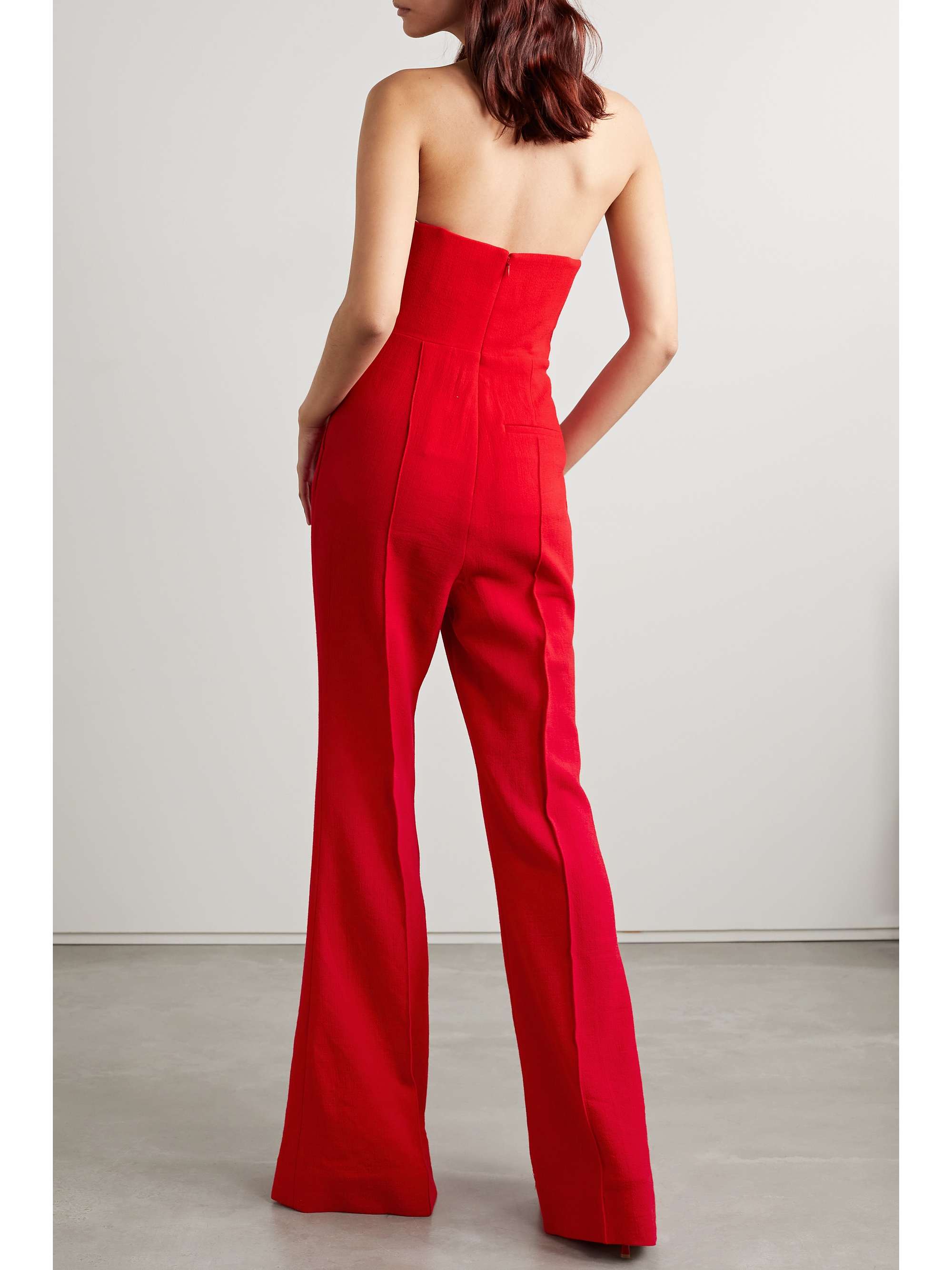 ROLAND MOURET ウール クレープ ジャンプスーツ ストラップレス アシンメトリー