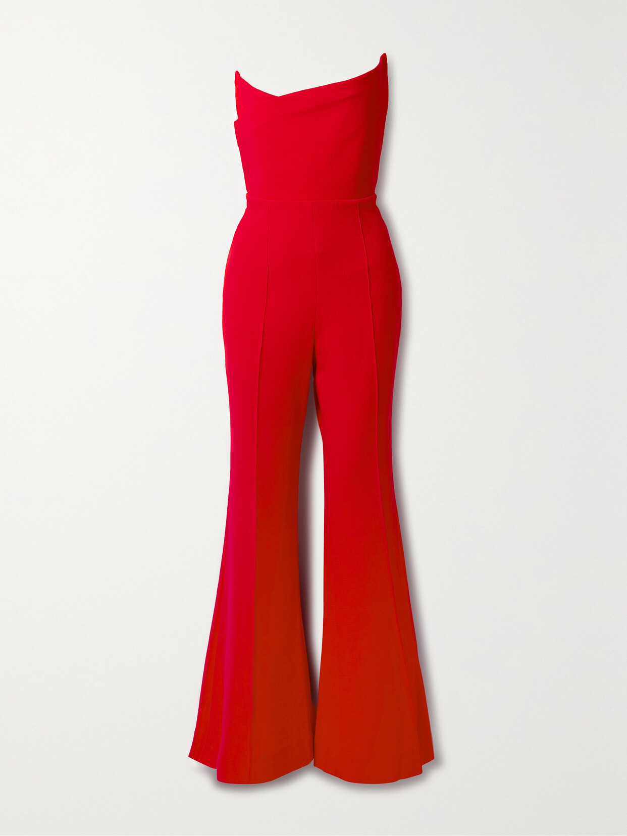 Roland Mouret - Strapless Asymmetric Wool-crepe Jumpsuit - Red