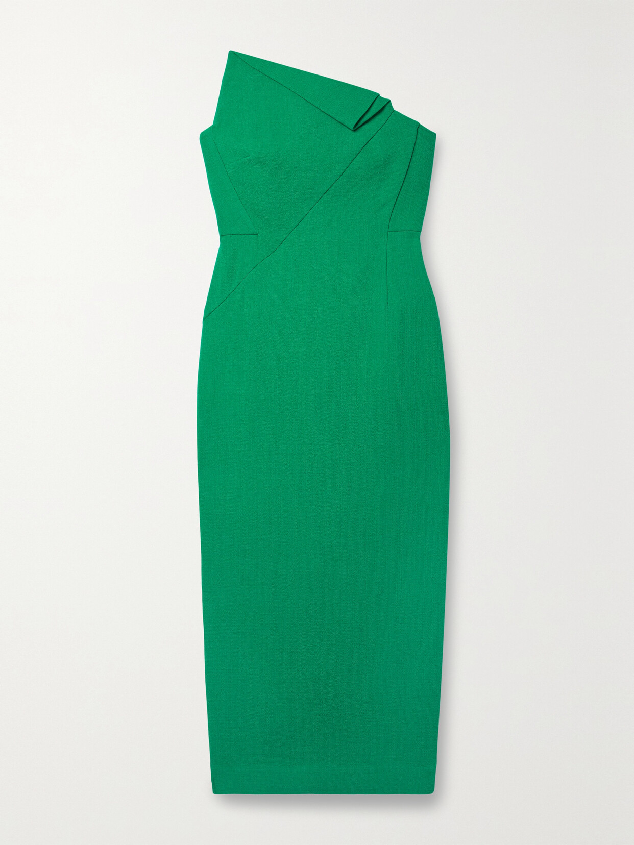 Roland Mouret - Asymmetric Strapless Wool-crepe Midi Dress - Green