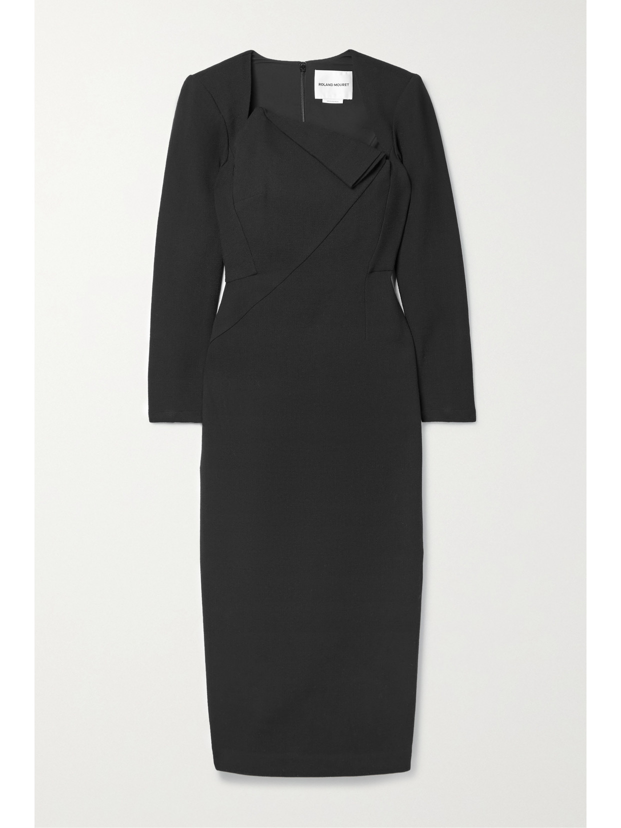 Roland Mouret - Asymmetric Wool-crepe Midi Dress - Black