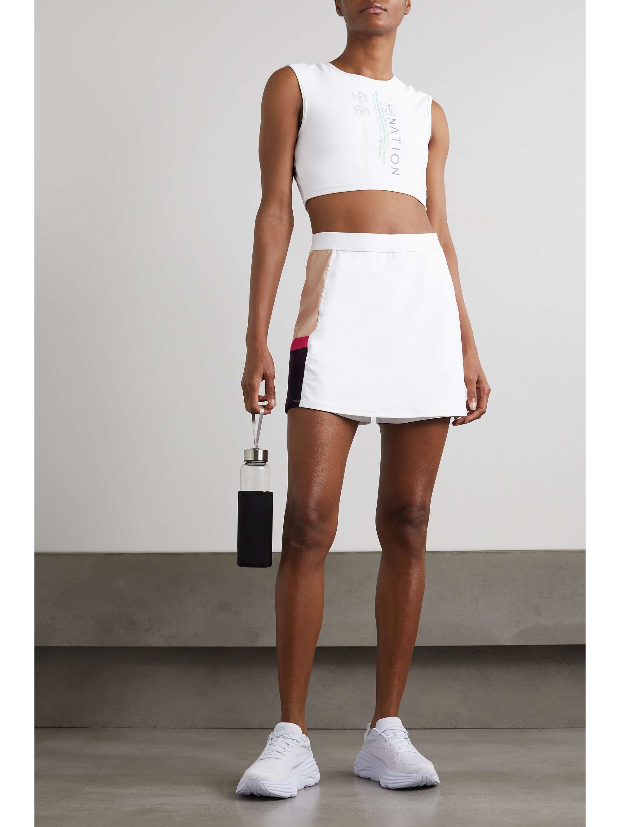 P.E NATION Color-block satin-trimmed stretch-jersey mini skirt |  NET-A-PORTER