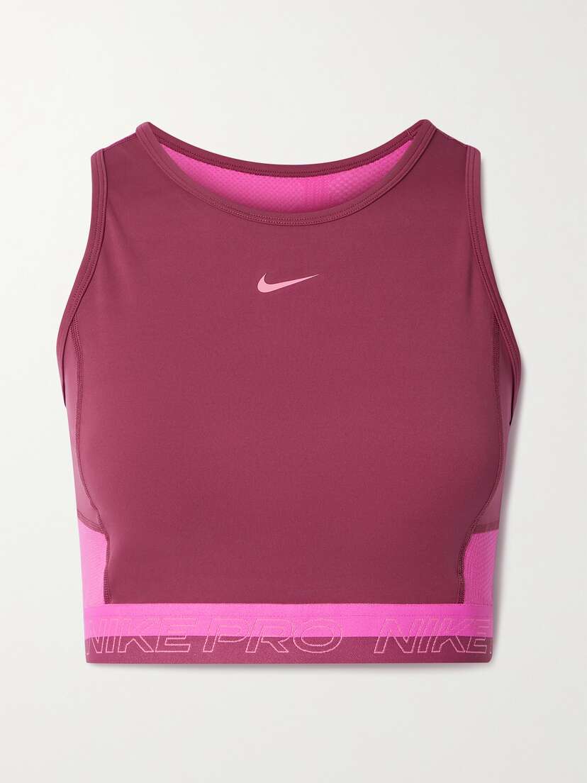 Nike Pro Femme Cropped Dri-fit And Stretch-mesh Tank - x large