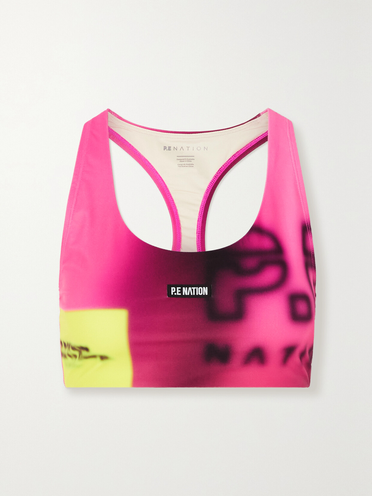 P.E NATION - Immersion Printed Stretch Recycled Sports Bra - Pink