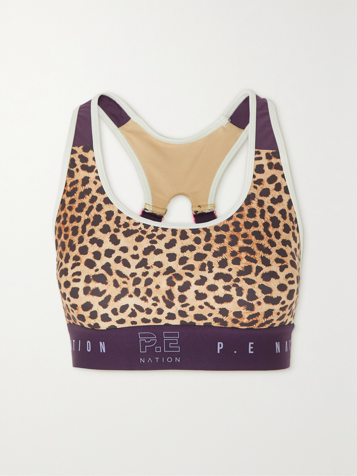 P.E NATION - Del Mar Leopard-print Stretch Recycled Sports Bra - Brown