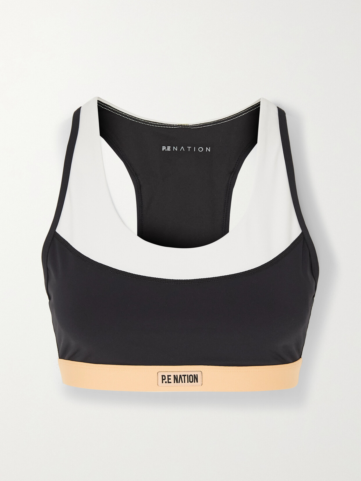 P.E NATION - Progression Cutout Stretch Recycled Sports Bra - Black