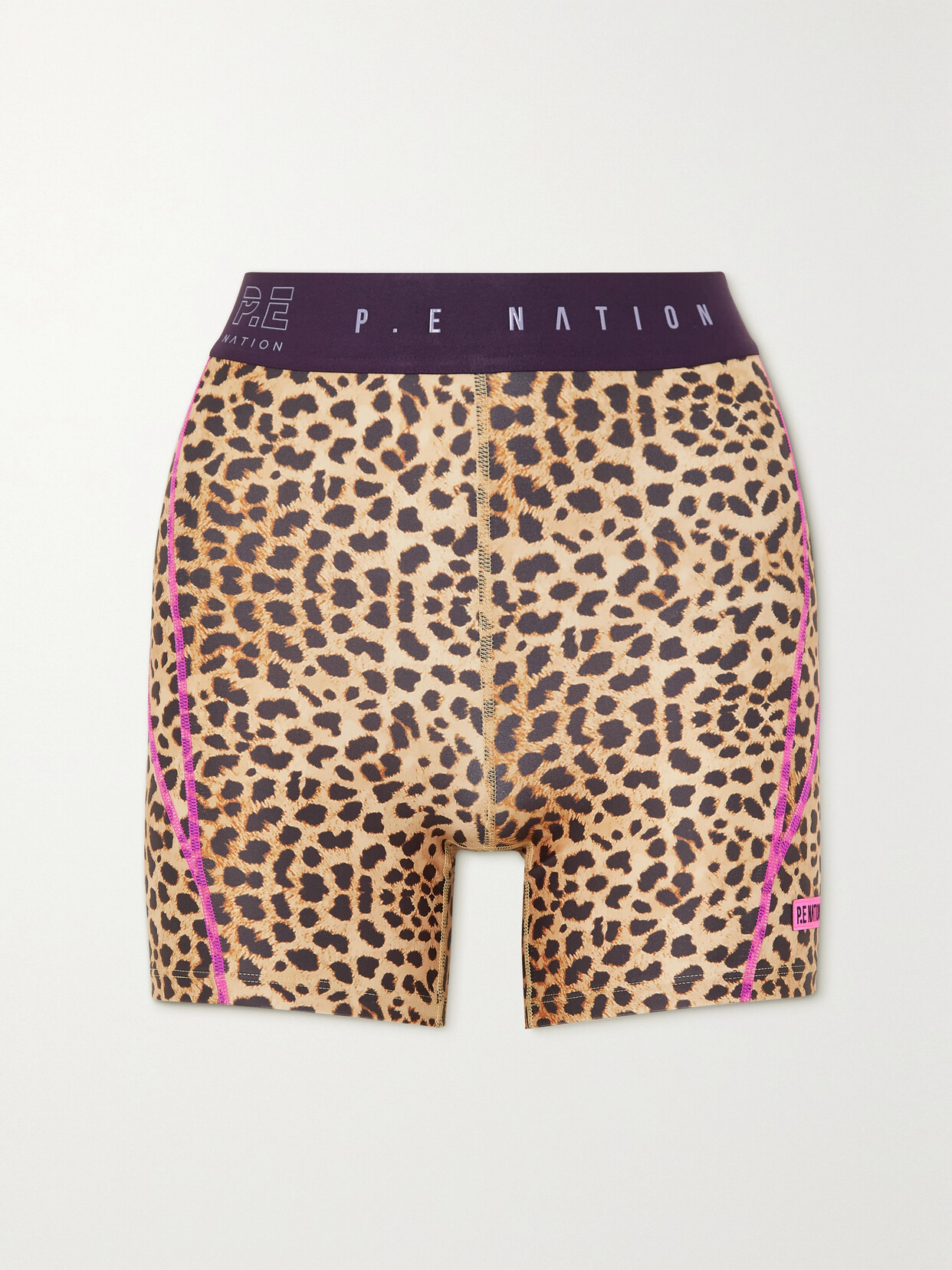 P.E NATION - Del Mar Appliquéd Leopard-print Stretch Recycled Cycling Shorts - Brown