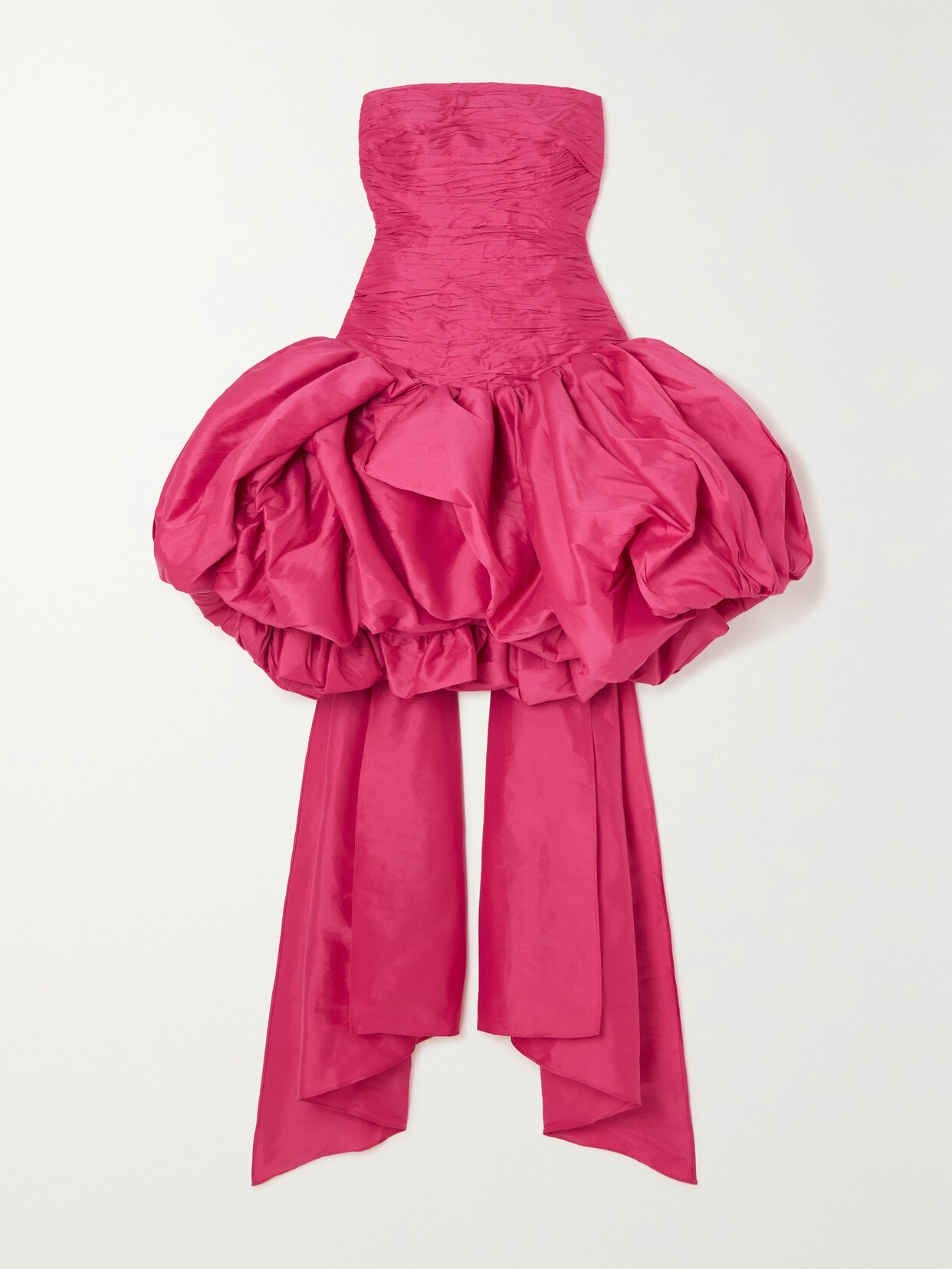 AJE PIACERE STRAPLESS BOW-DETAILED SATIN MINI DRESS