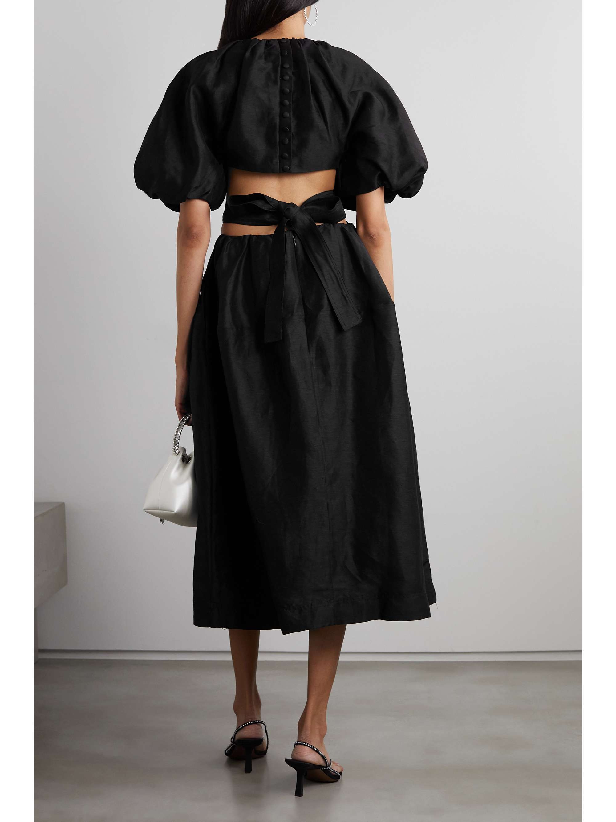 AJE. Mimosa cutout linen-blend midi dress
