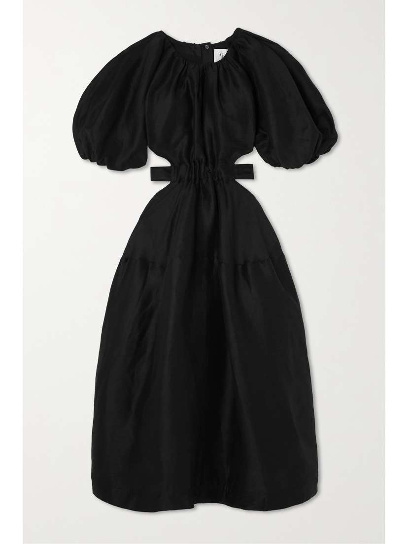 Aje Mimosa Cutout Linen-blend Midi Dress