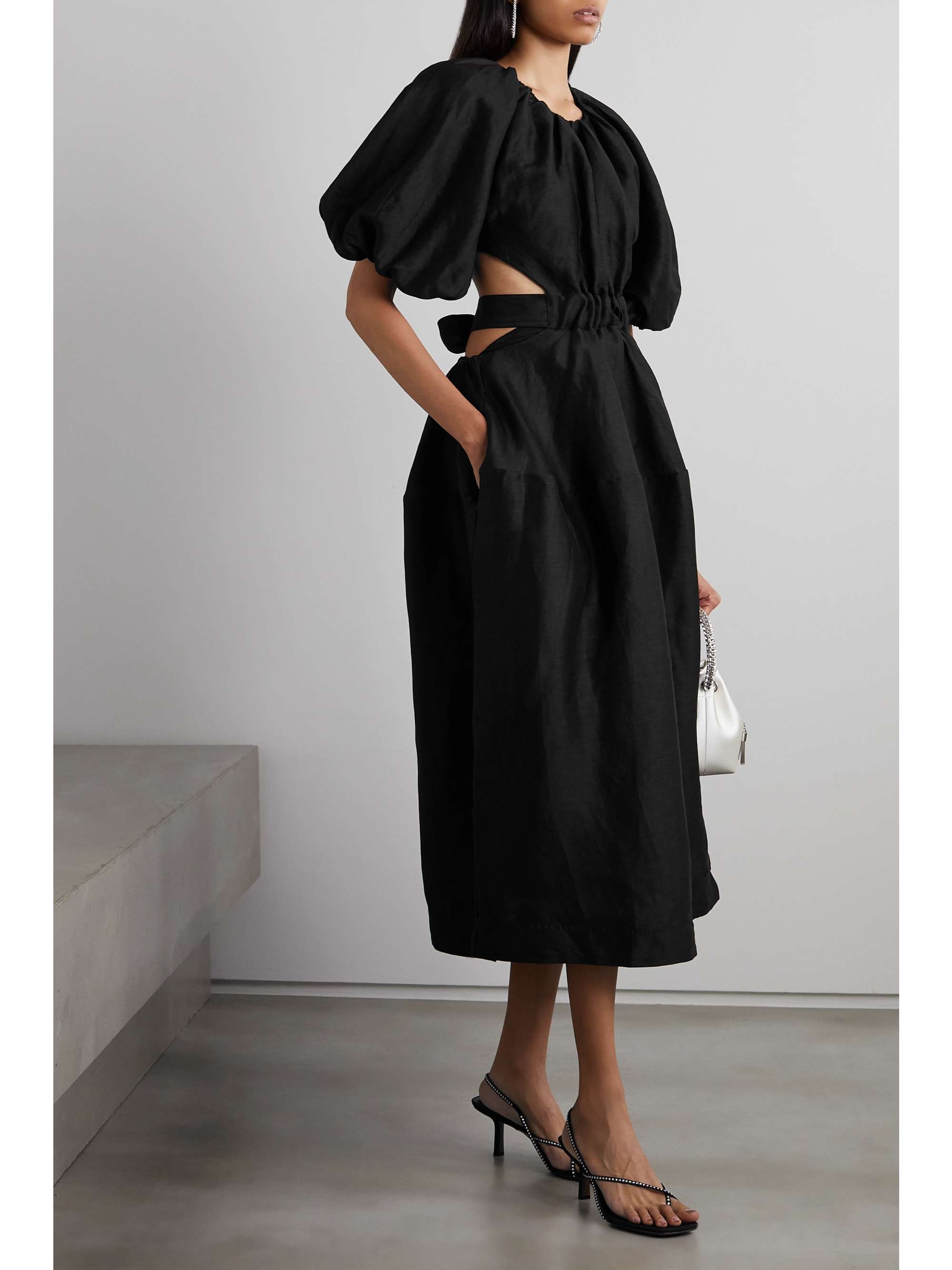 AJE. Mimosa cutout linen-blend midi dress