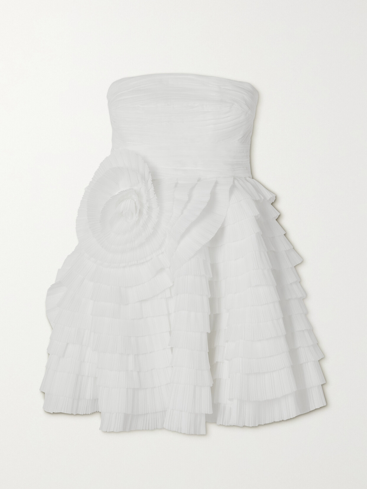 Shop Aje Expressive Tiered Pleated Organza Mini Dress In Ivory