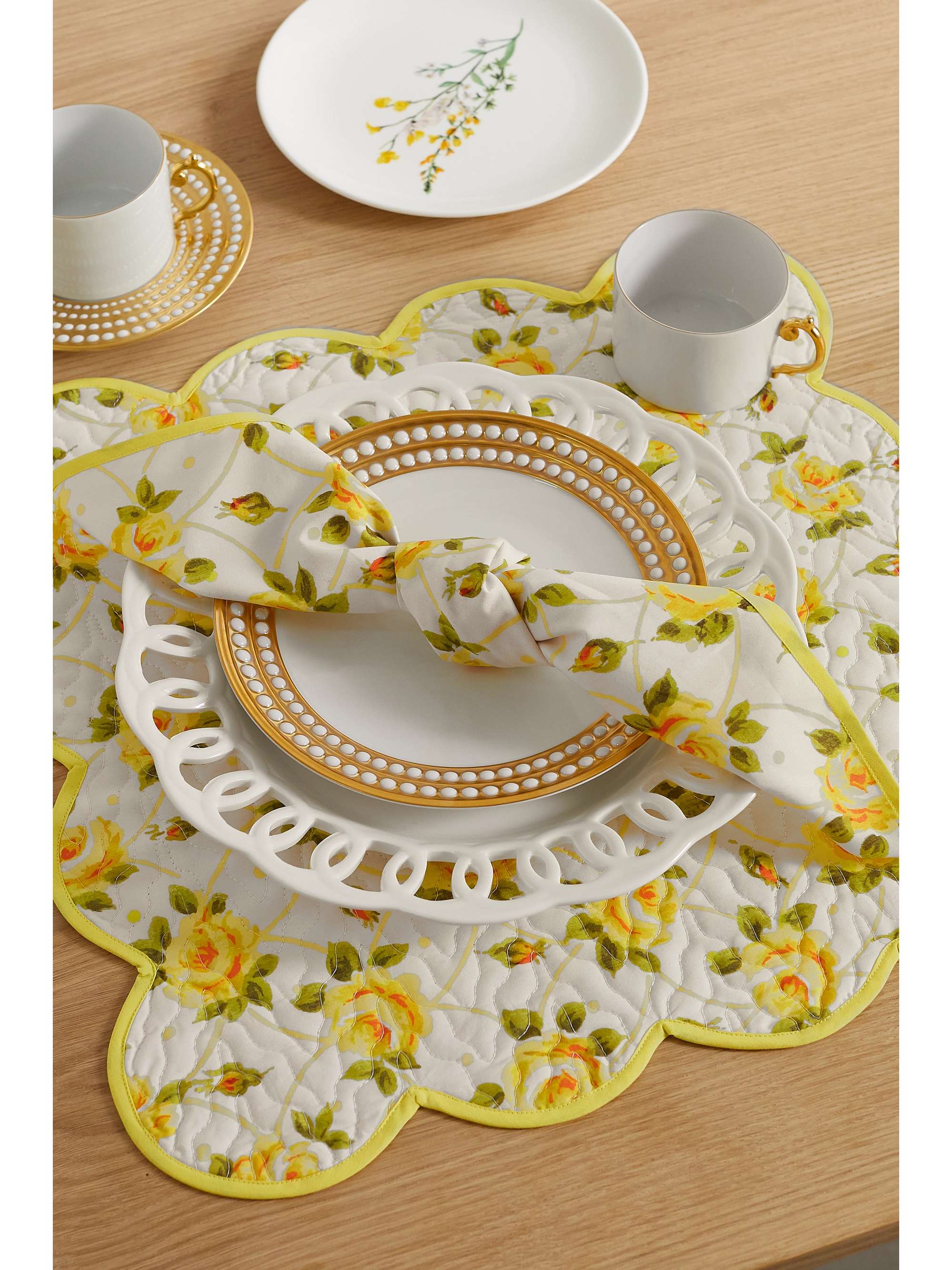 LORETTA CAPONI Floral-print quilted cotton placemat and napkin set