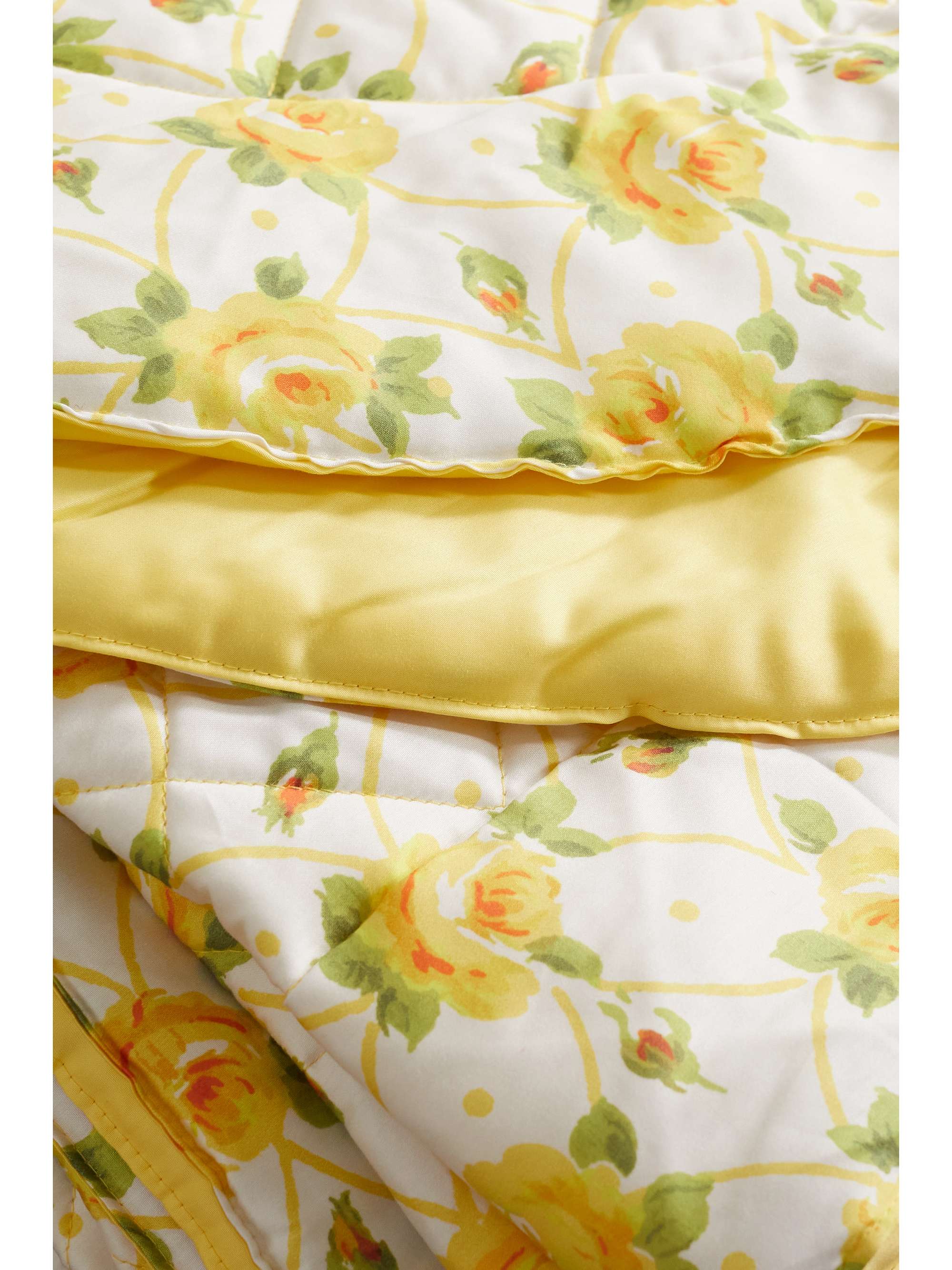 LORETTA CAPONI Quilted floral-print cotton blanket