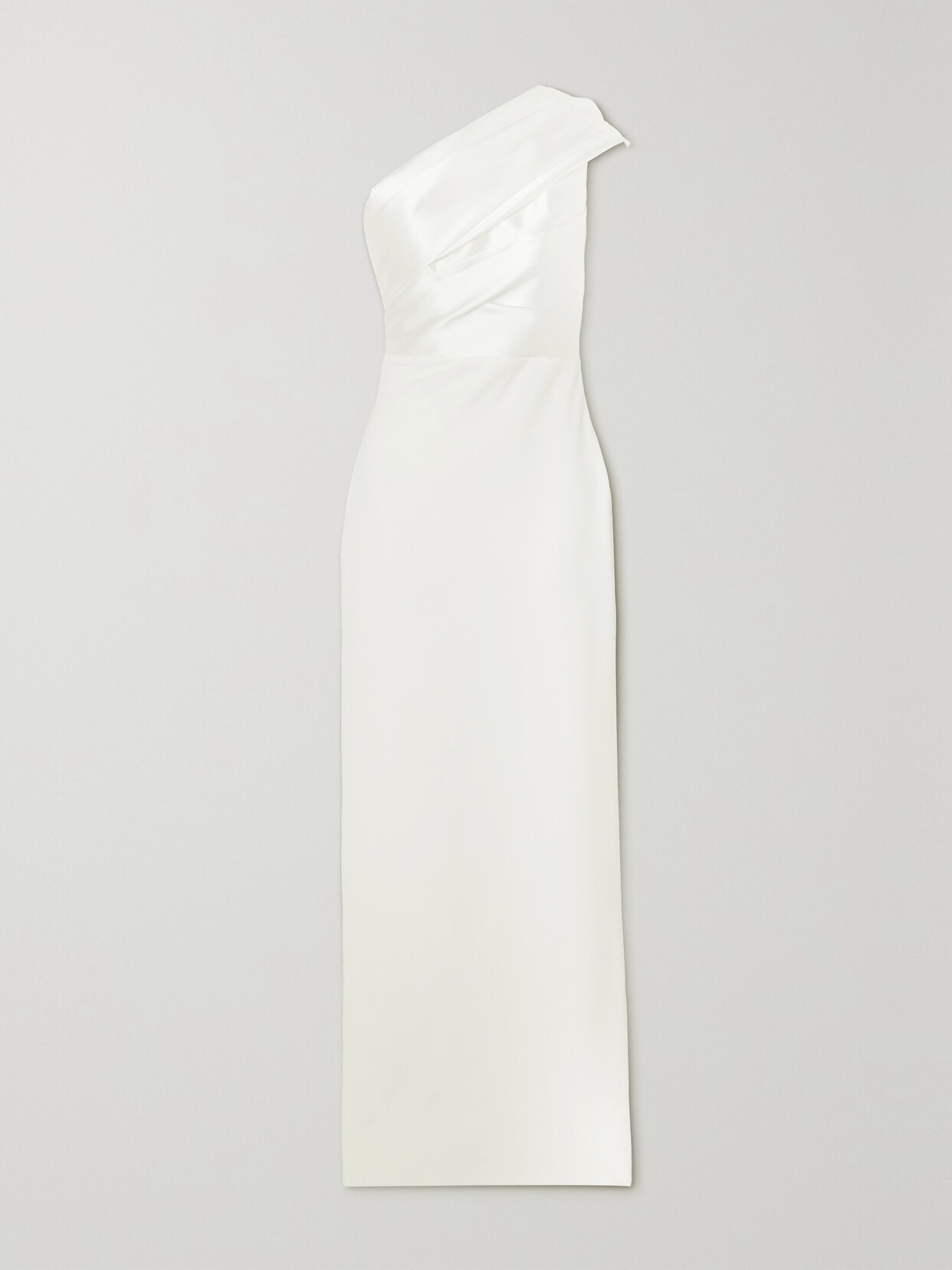 Solace London Selia One-shoulder Satin-twill And Crepe Maxi Dress In Cream