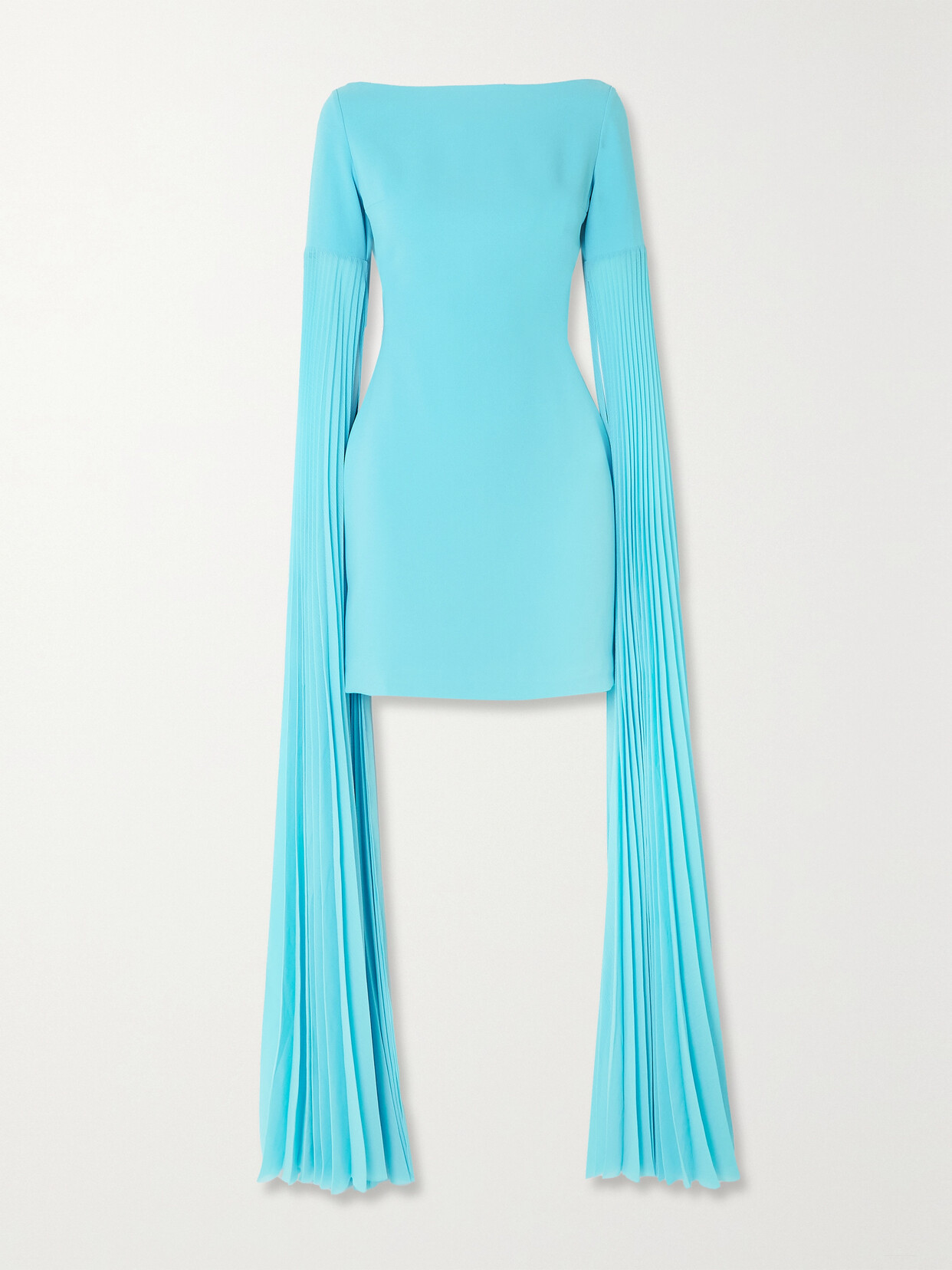 Solace London - Peyton Cape-effect Pleated Crepe And Chiffon Mini Dress - Blue