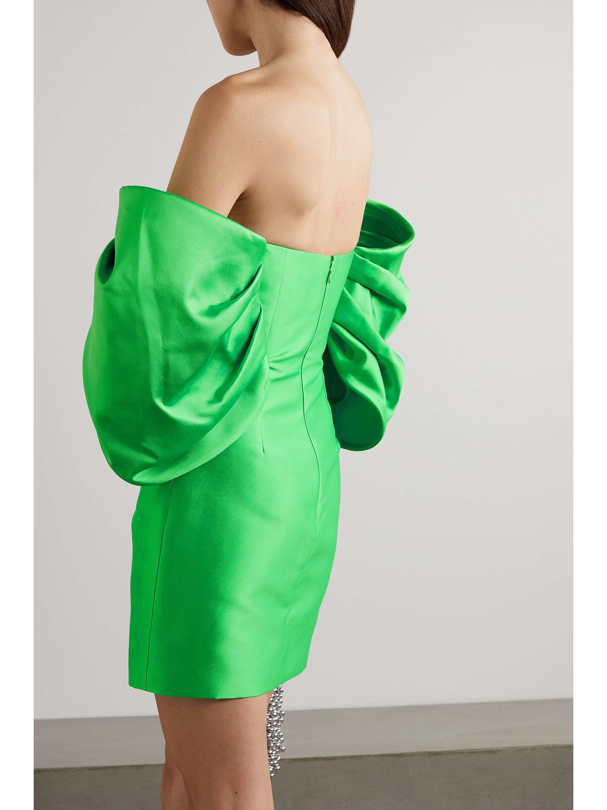 SOLACE LONDON Elina off-the-shoulder satin-twill mini dress