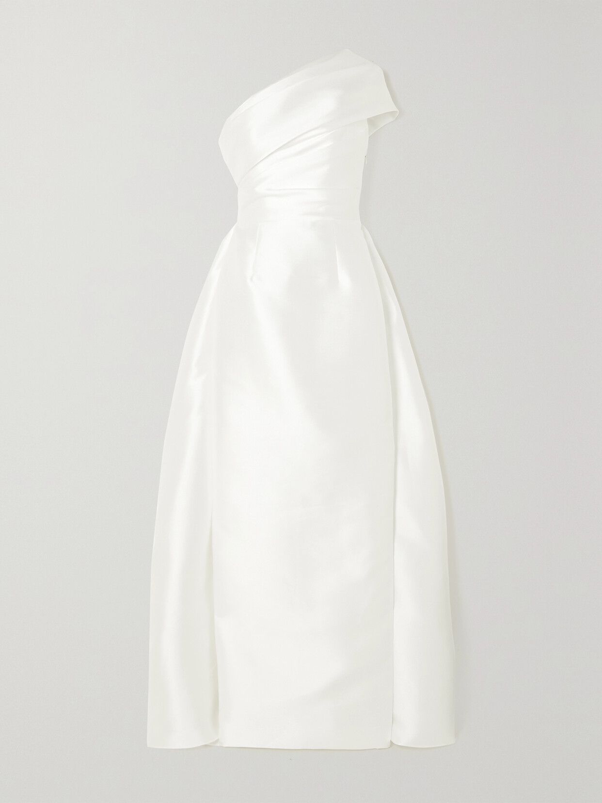 Solace London Alba One-shoulder Draped Twill Gown In White