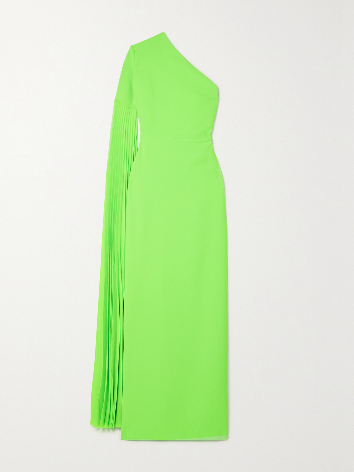 Solace London Delia One-shoulder Crepe And Pleated Chiffon Gown - Green