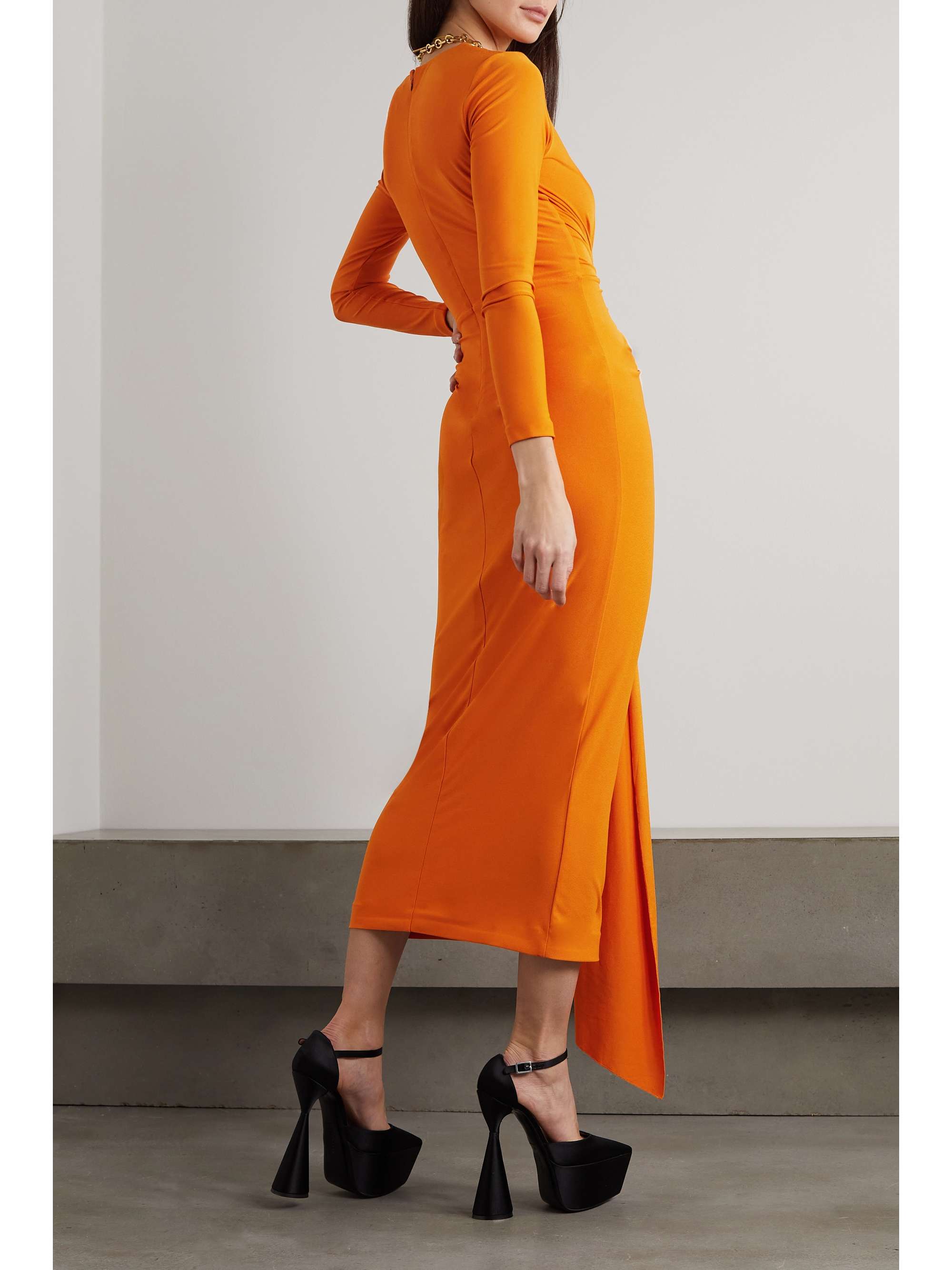 SOLACE LONDON Lorena knotted stretch-crepe midi dress