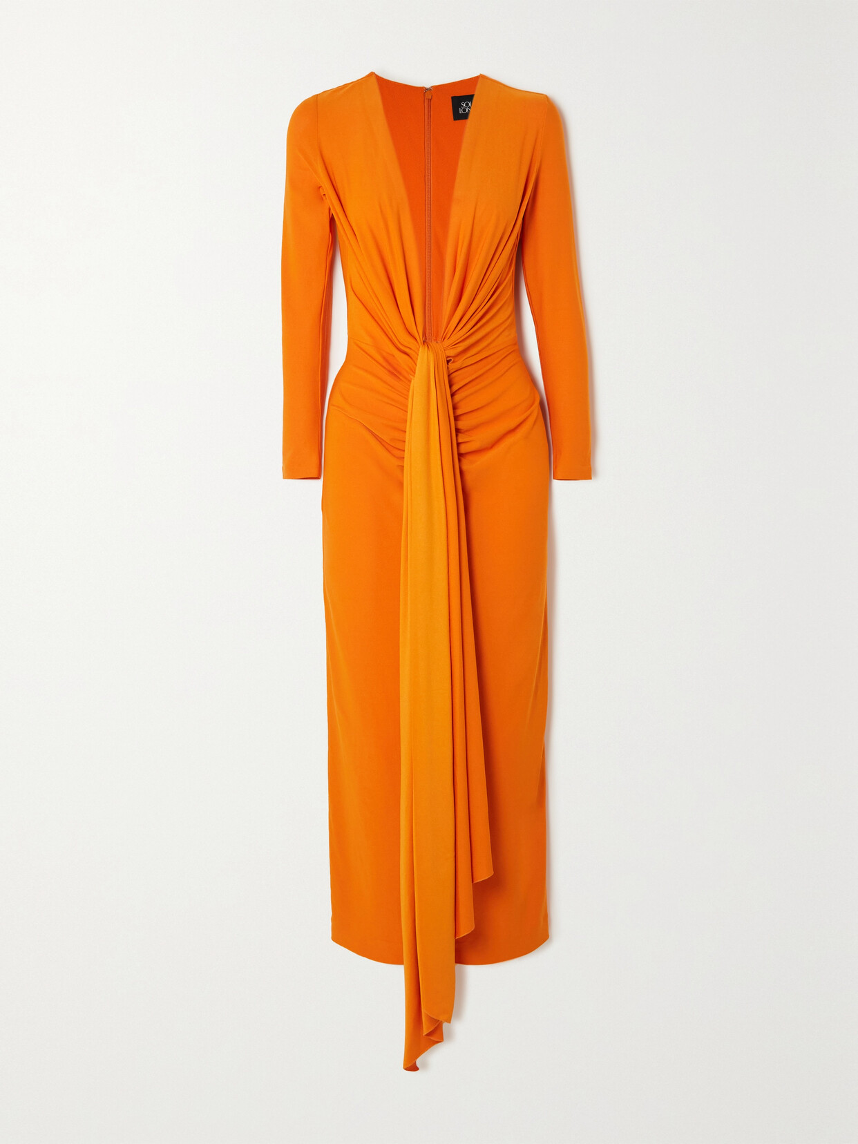 Solace London Lorena Knotted Stretch-crepe Midi Dress - Orange
