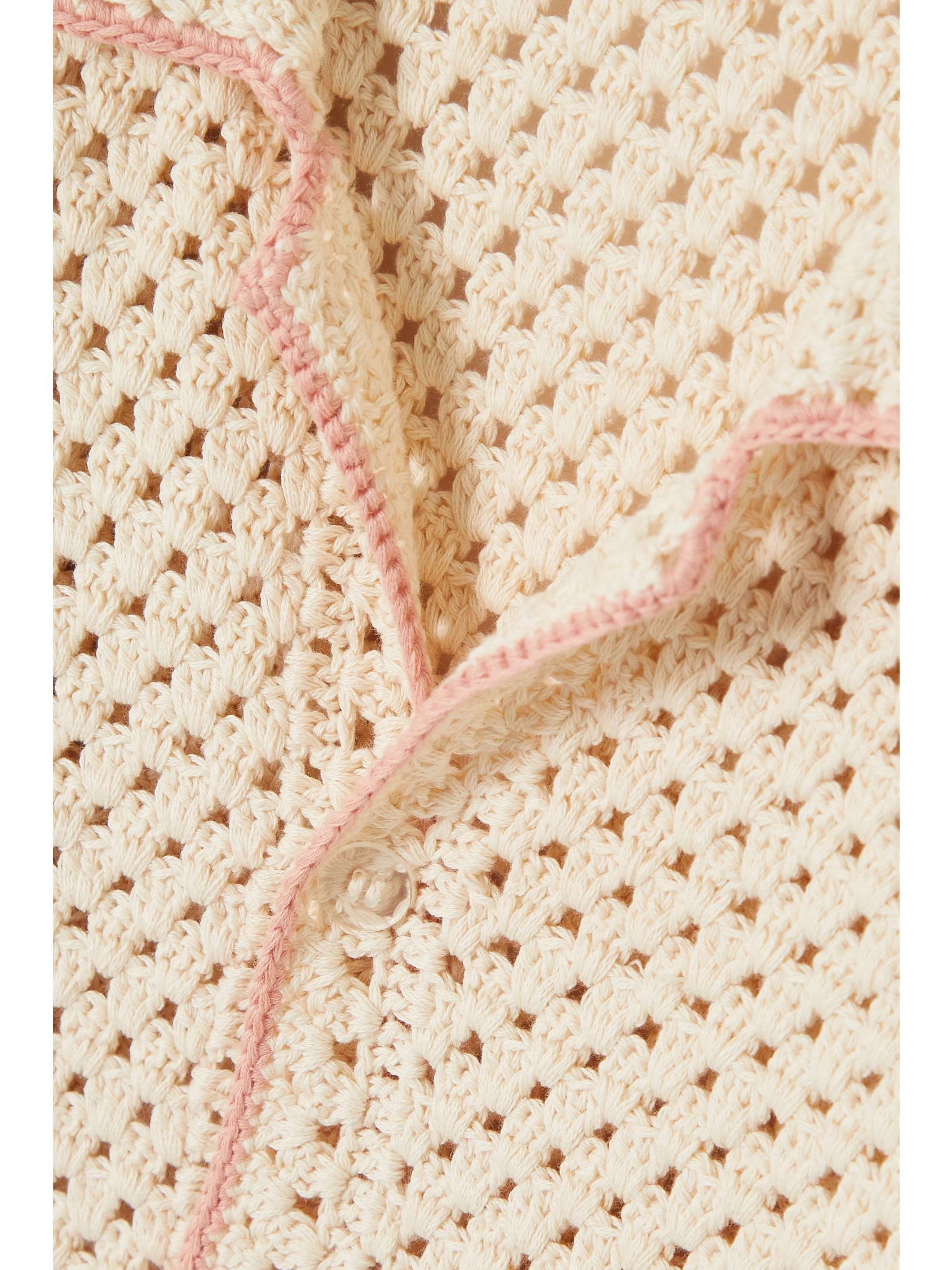 THE UPSIDE Malia oversized striped crocheted cotton shirt