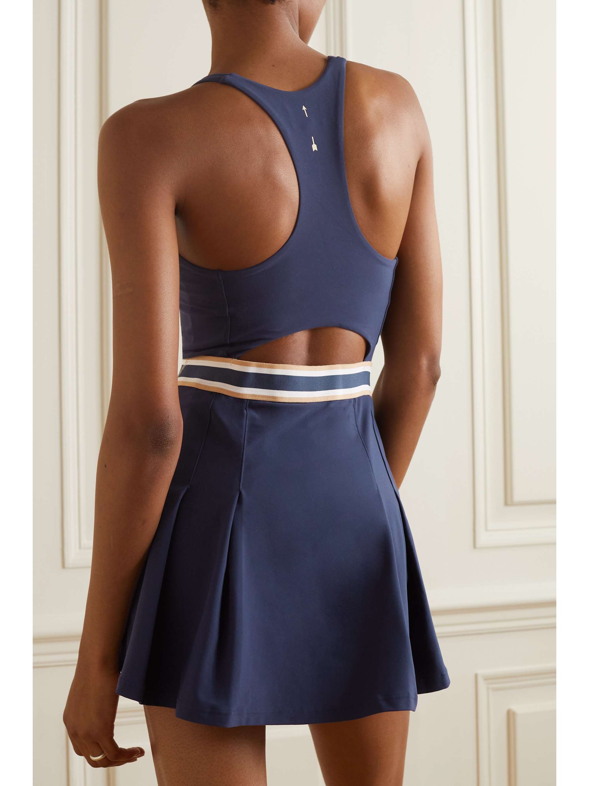 THE UPSIDE Courtside Kova striped pleated stretch recycled-jersey tennis dress
