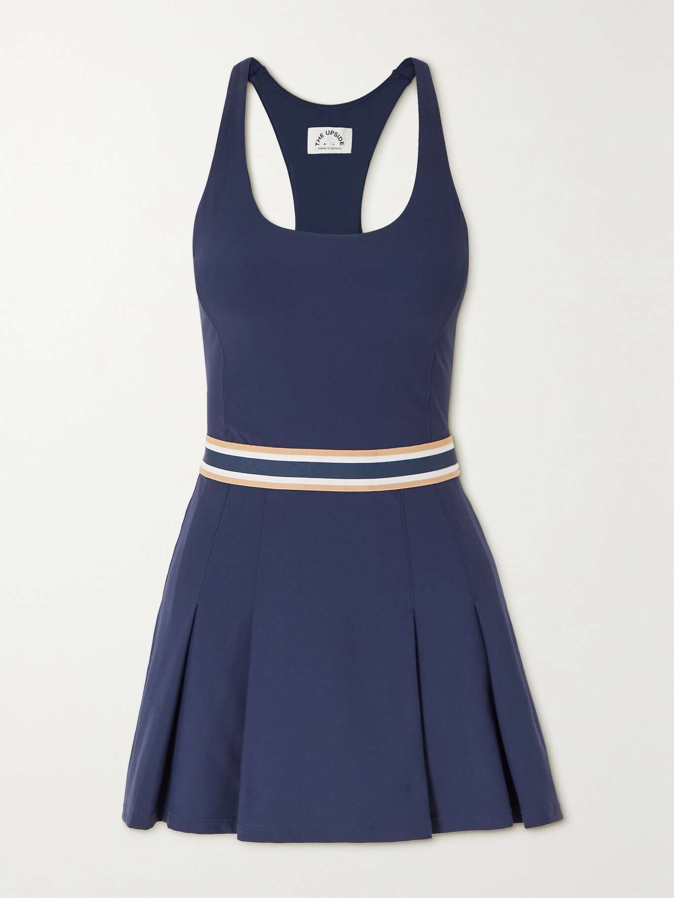 THE UPSIDE Courtside Kova striped pleated stretch recycledjersey tennis dress NETAPORTER
