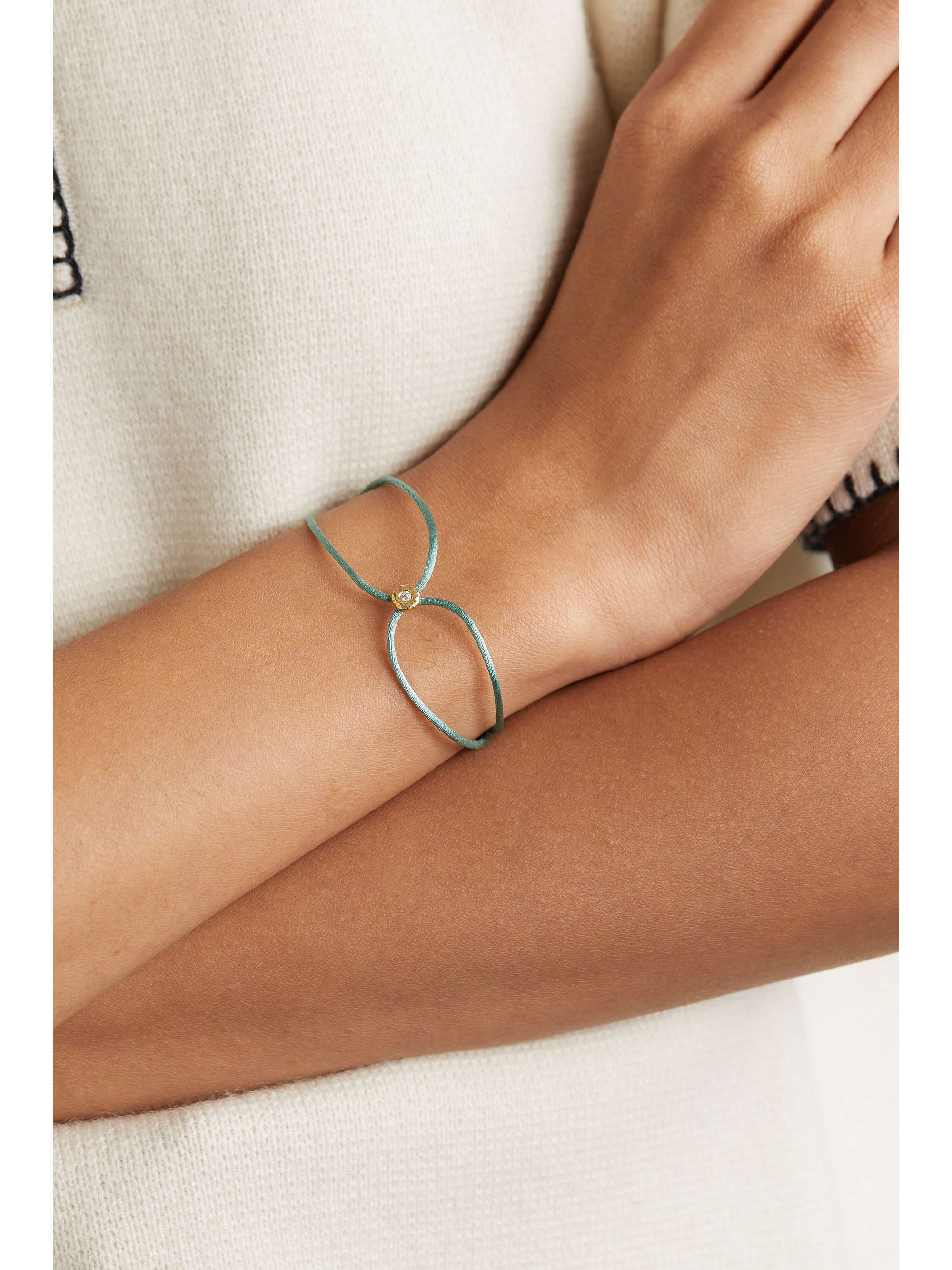 OCTAVIA ELIZABETH + NET SUSTAIN Parachute Nesting Gem 18-karat recycled gold, diamond and cord bracelet