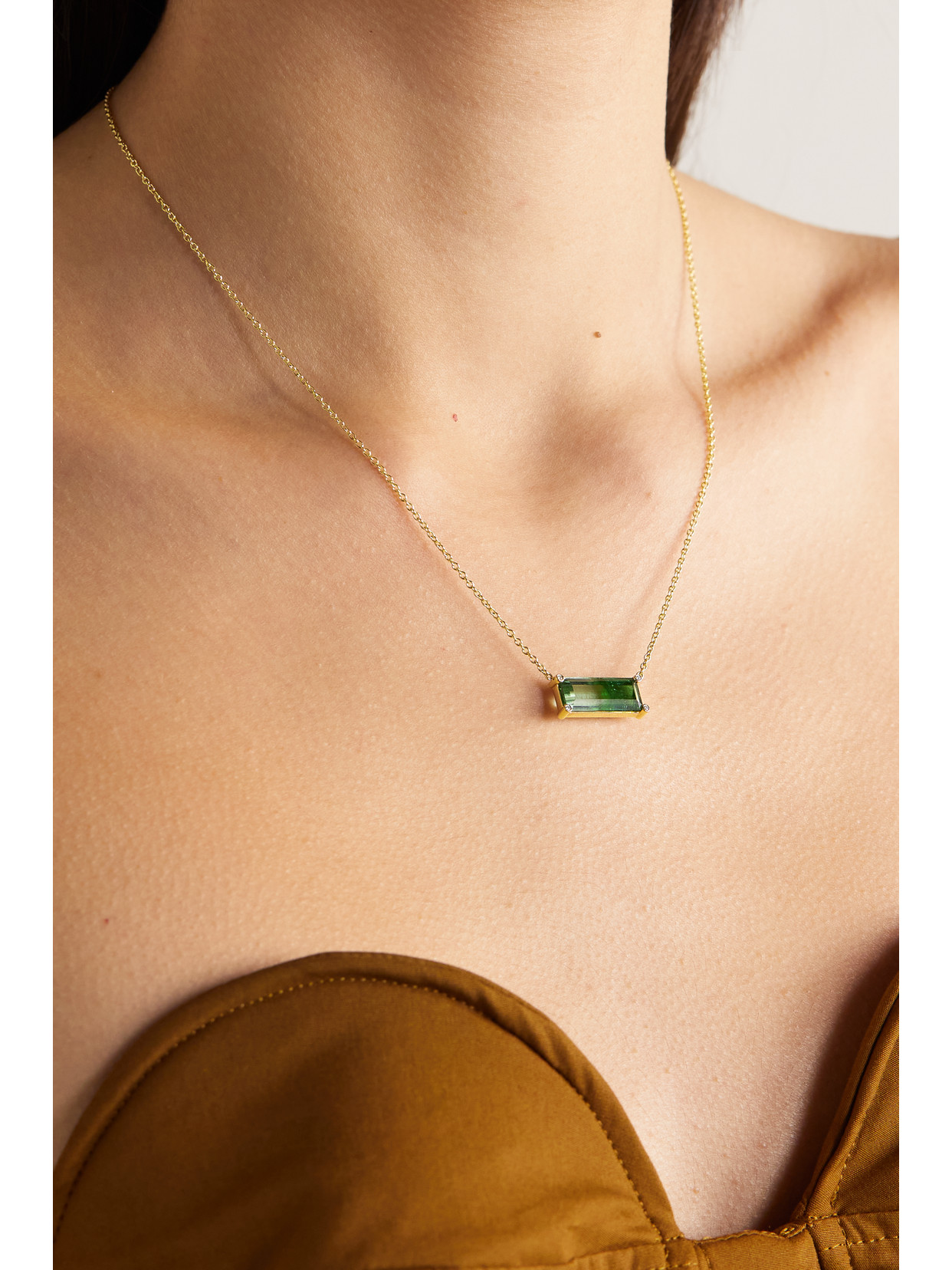 Shop Octavia Elizabeth 18-karat Recycled Gold, Ombré Tourmaline And Diamond Necklace