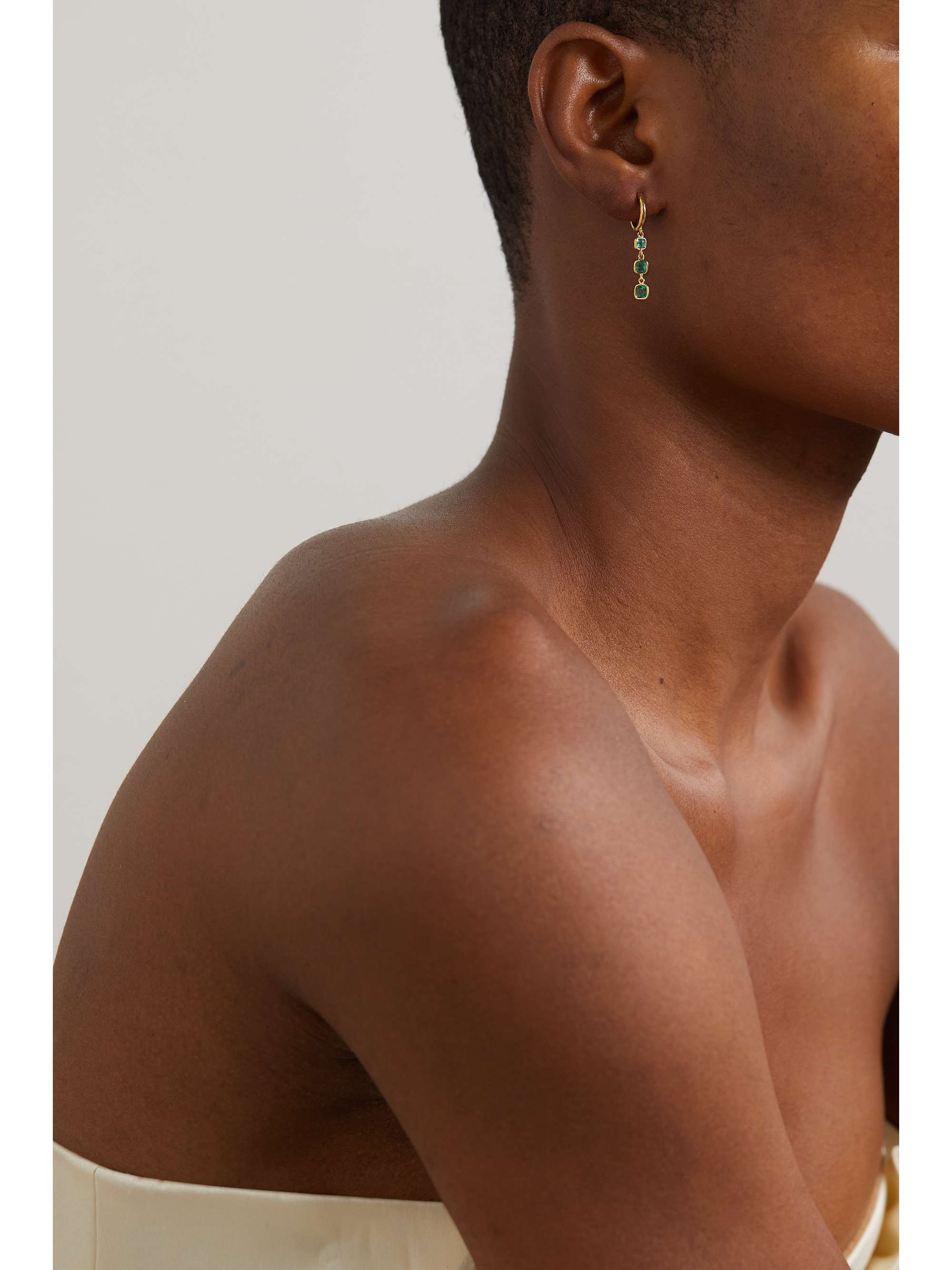 OCTAVIA ELIZABETH + NET SUSTAIN Micro Gabby 18-karat recycled-gold emerald hoop earrings