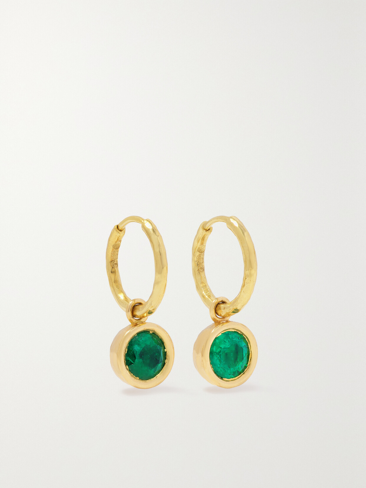 Octavia Elizabeth - Charms 18-karat Recycled Gold Emerald Hoop Earrings - one size