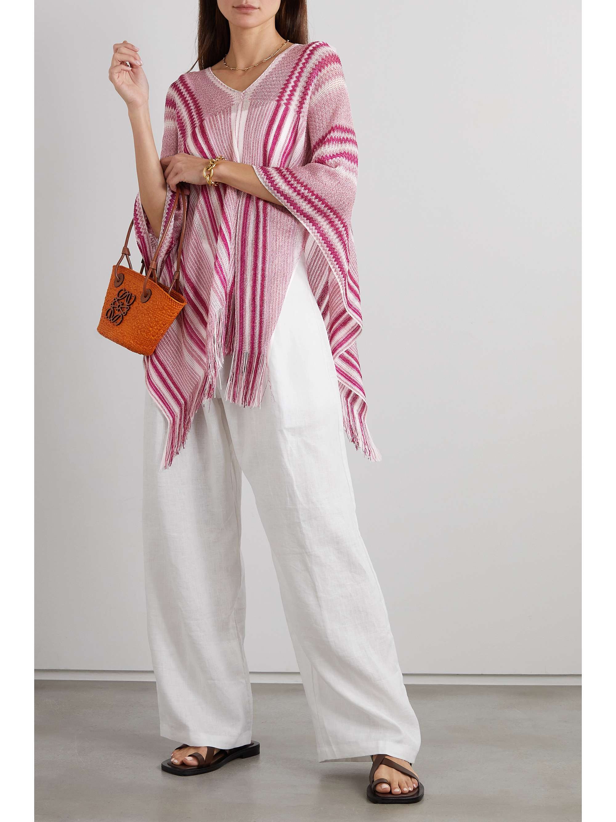 IDEA SPA Striped crochet-knit wrap