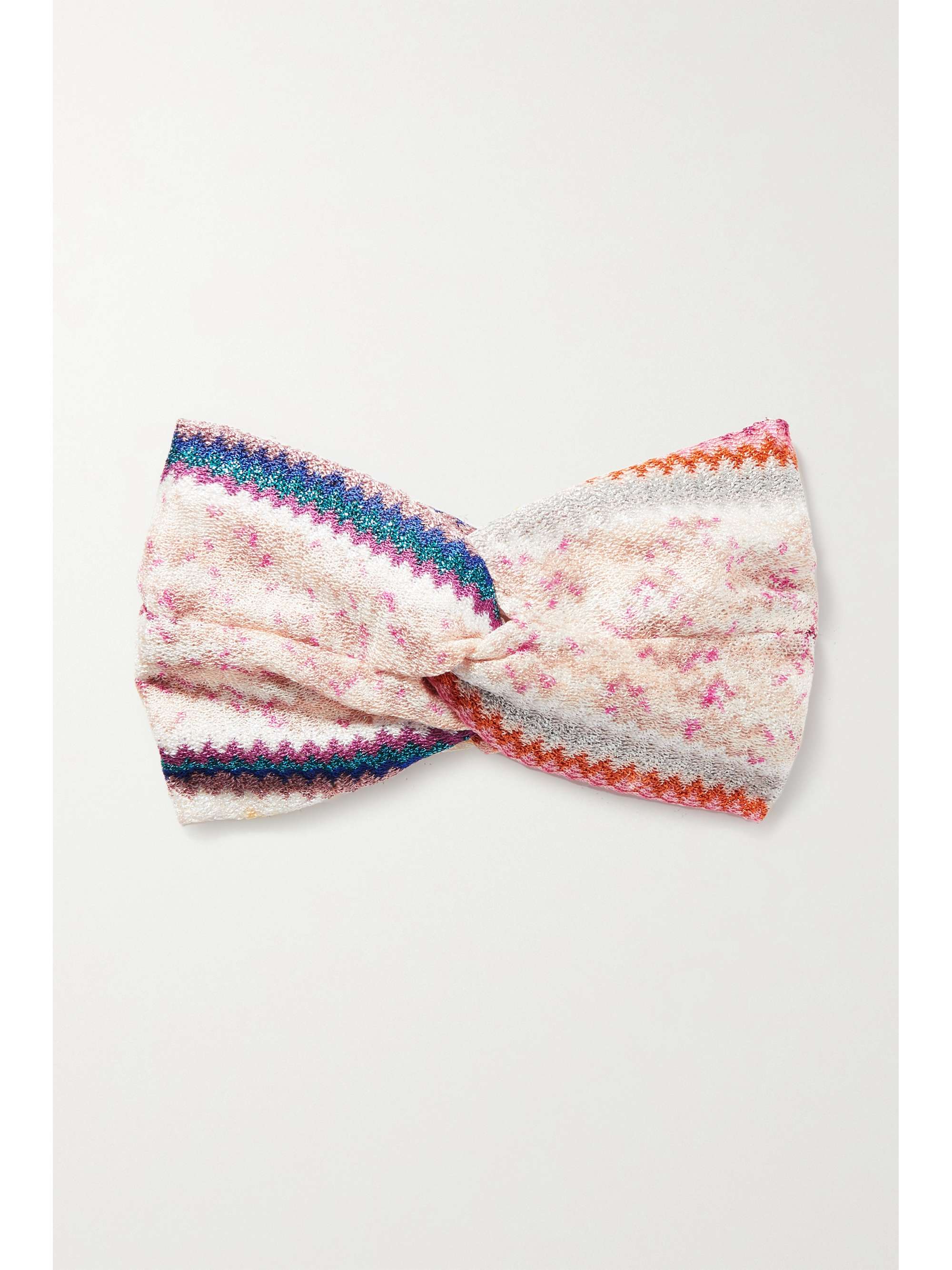 IDEA SPA Twisted striped metallic crochet-knit headband