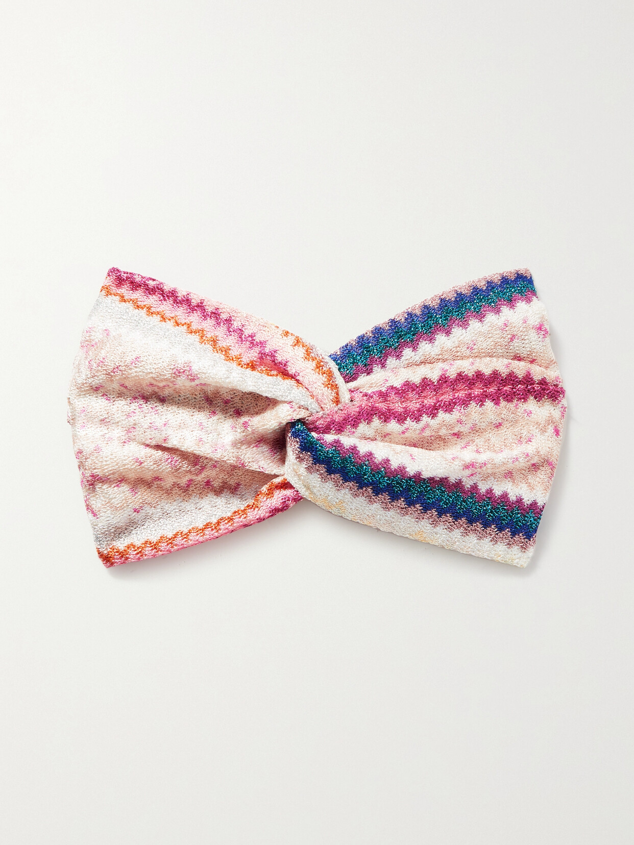 WALT & BROWN - Twisted Striped Metallic Crochet-knit Headband - Pink