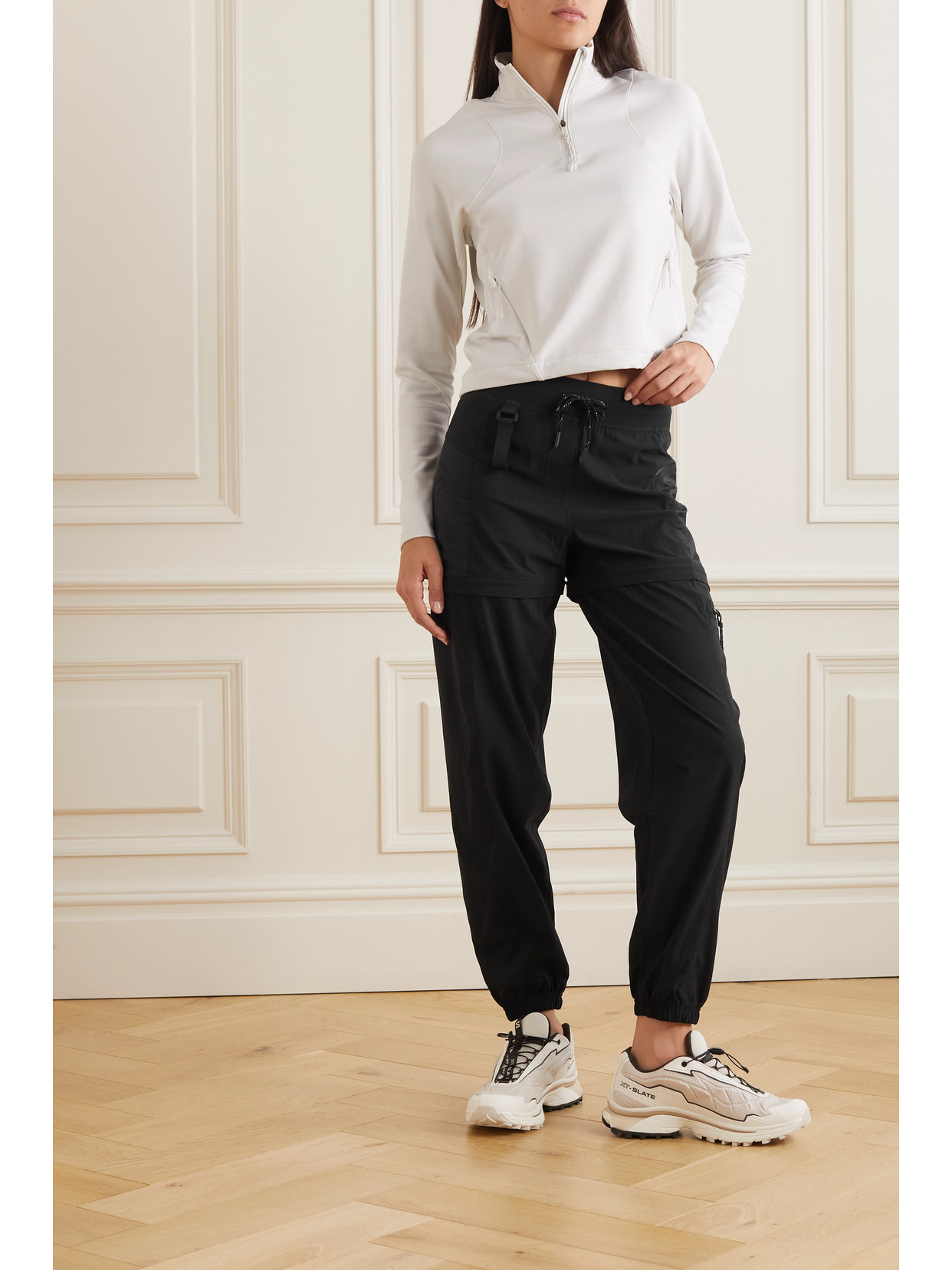 Convertible High-rise Hiking Joggers In Black