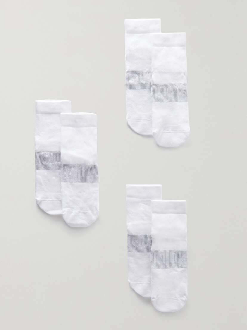 lululemon Power Stride Ankle Set Of Three Stretch-knit Socks