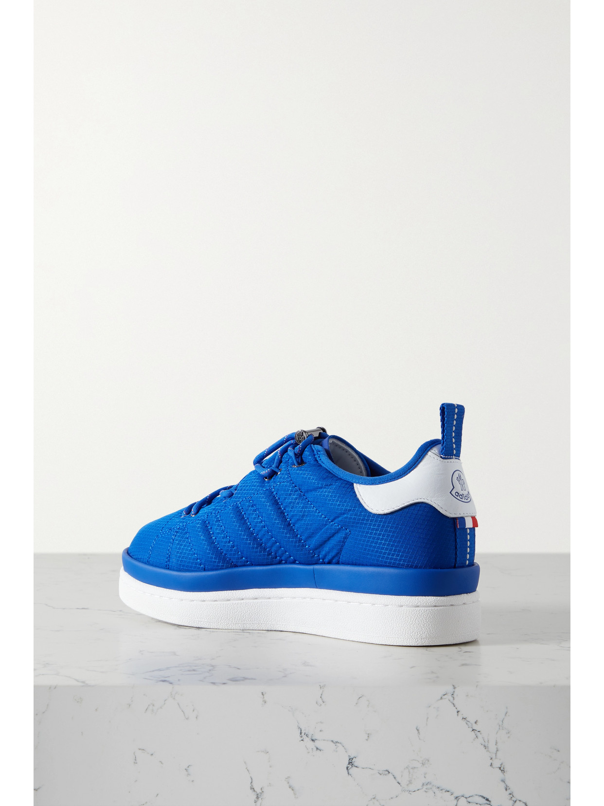 Shop Moncler Genius + Adidas Originals Campus Leather-trimmed Ripstop Sneakers In Blue