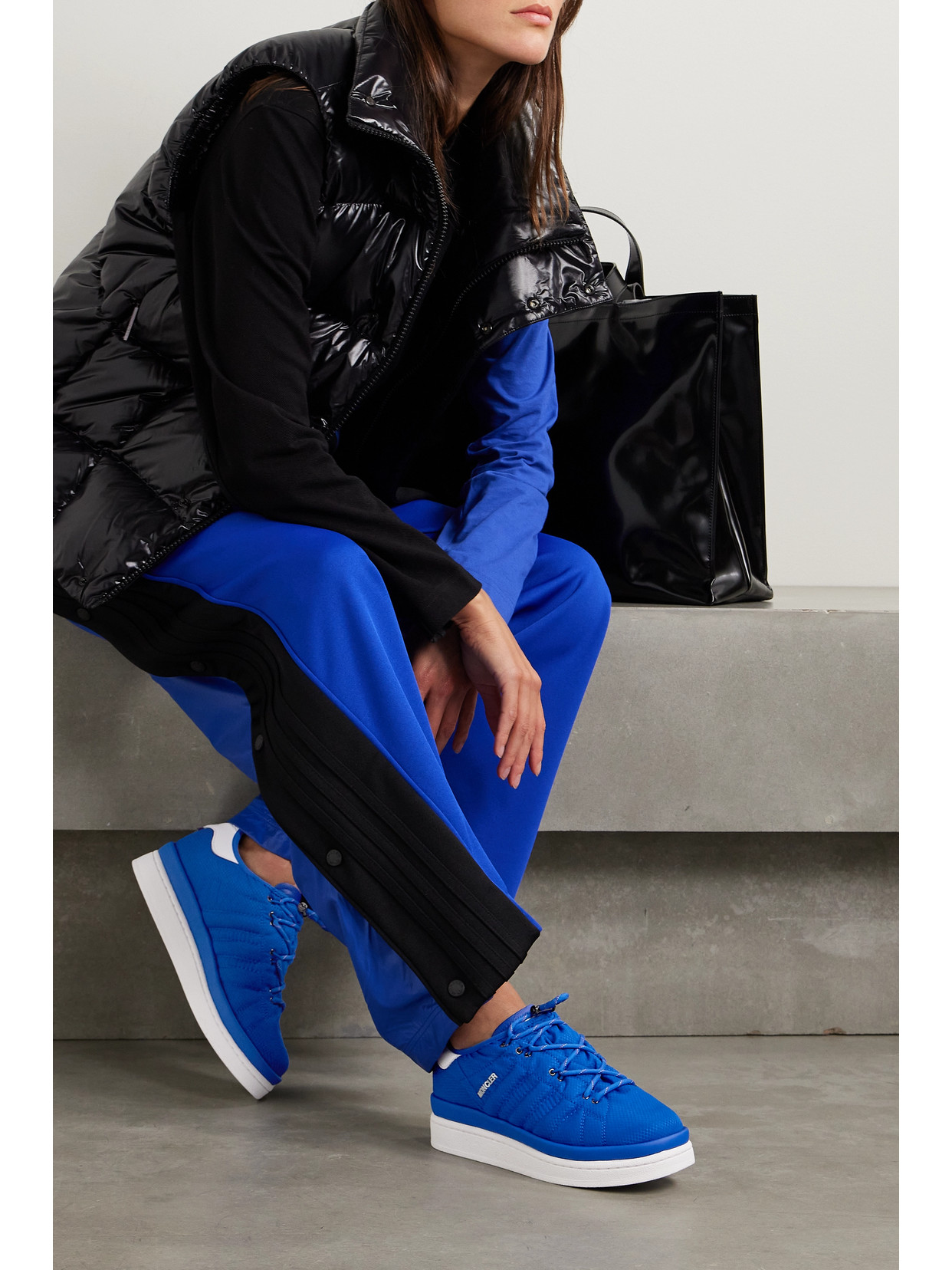 Shop Moncler Genius + Adidas Originals Campus Leather-trimmed Ripstop Sneakers In Blue