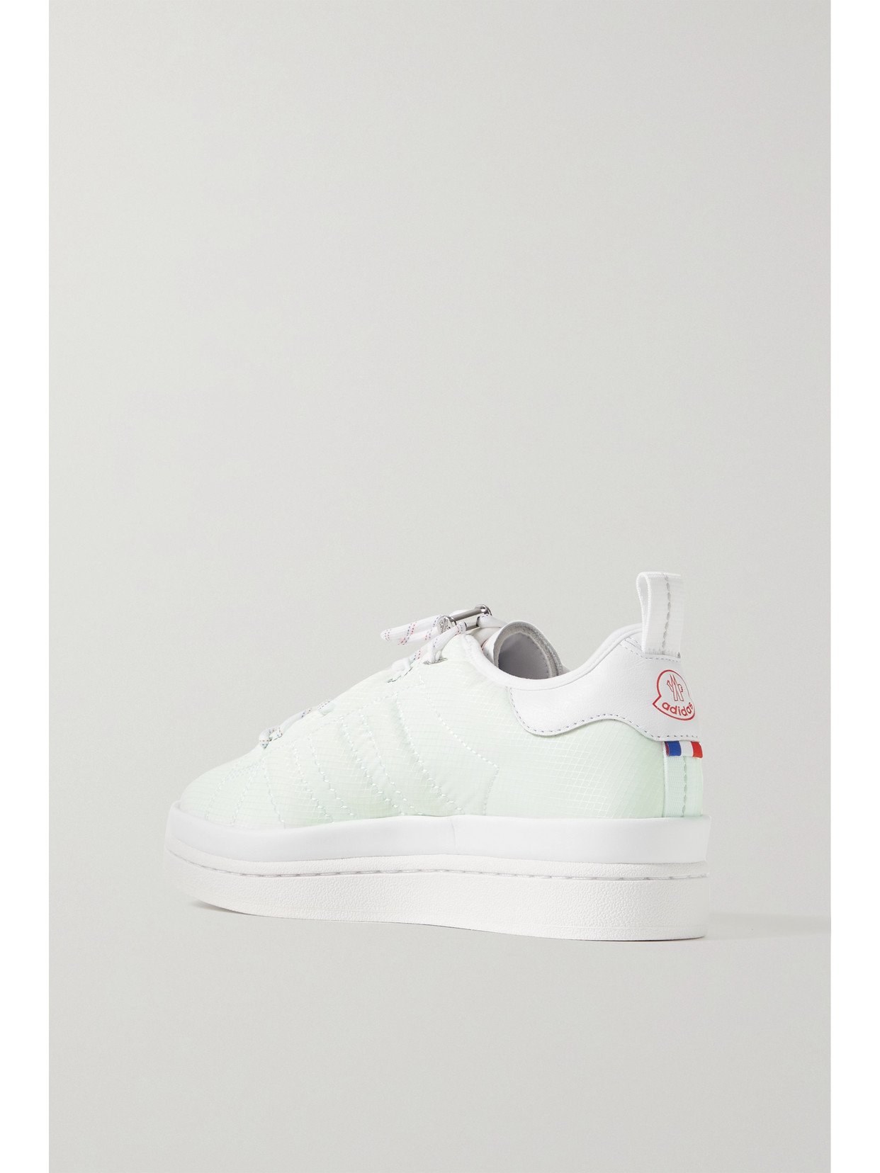 Shop Moncler Genius + Adidas Originals Campus Leather-trimmed Ripstop Sneakers In White