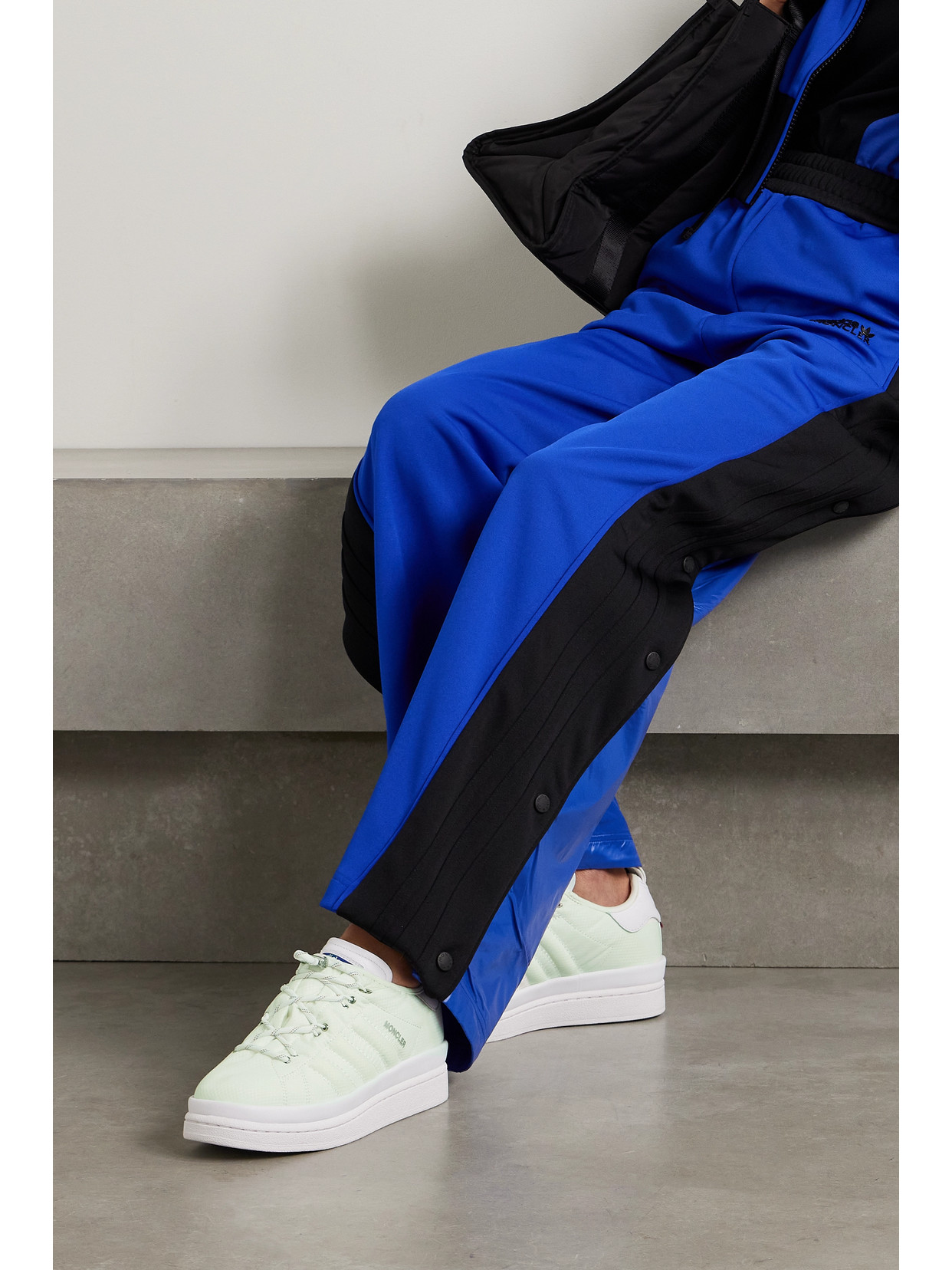 Shop Moncler Genius + Adidas Originals Campus Leather-trimmed Ripstop Sneakers In White