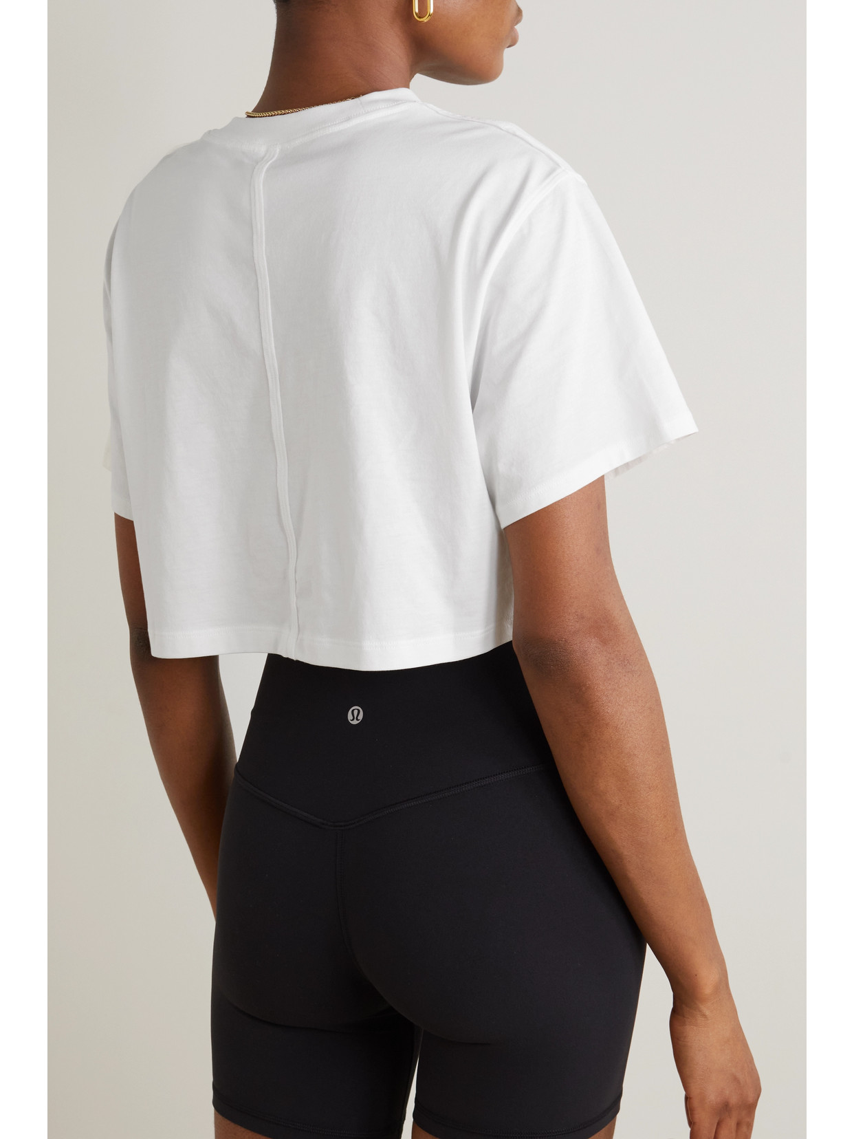 Shop Lululemon All Yours Cropped Pima Cotton T-shirt In White